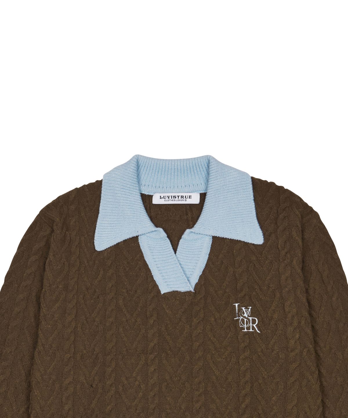 러브이즈트루(LUVISTRUE) AC LOGO COLLAR KNIT(BROWN)