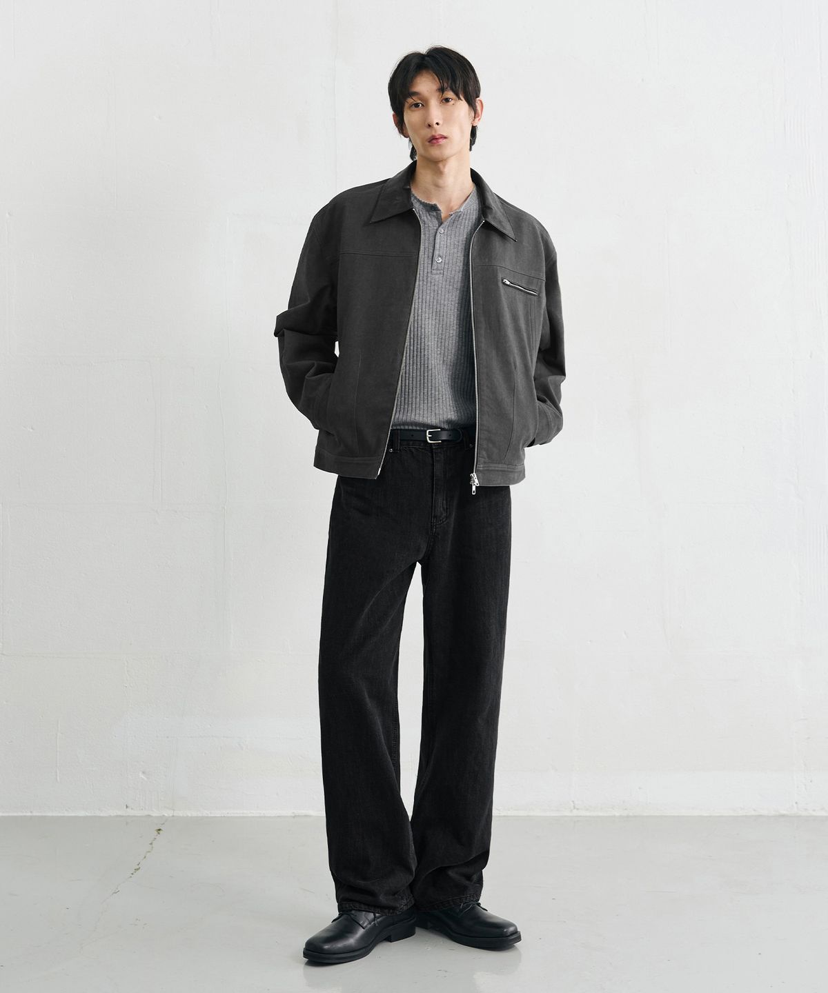 드로우핏(DRAW FIT) 유주얼 세미 와이드 데님 팬츠 [BLACK]
