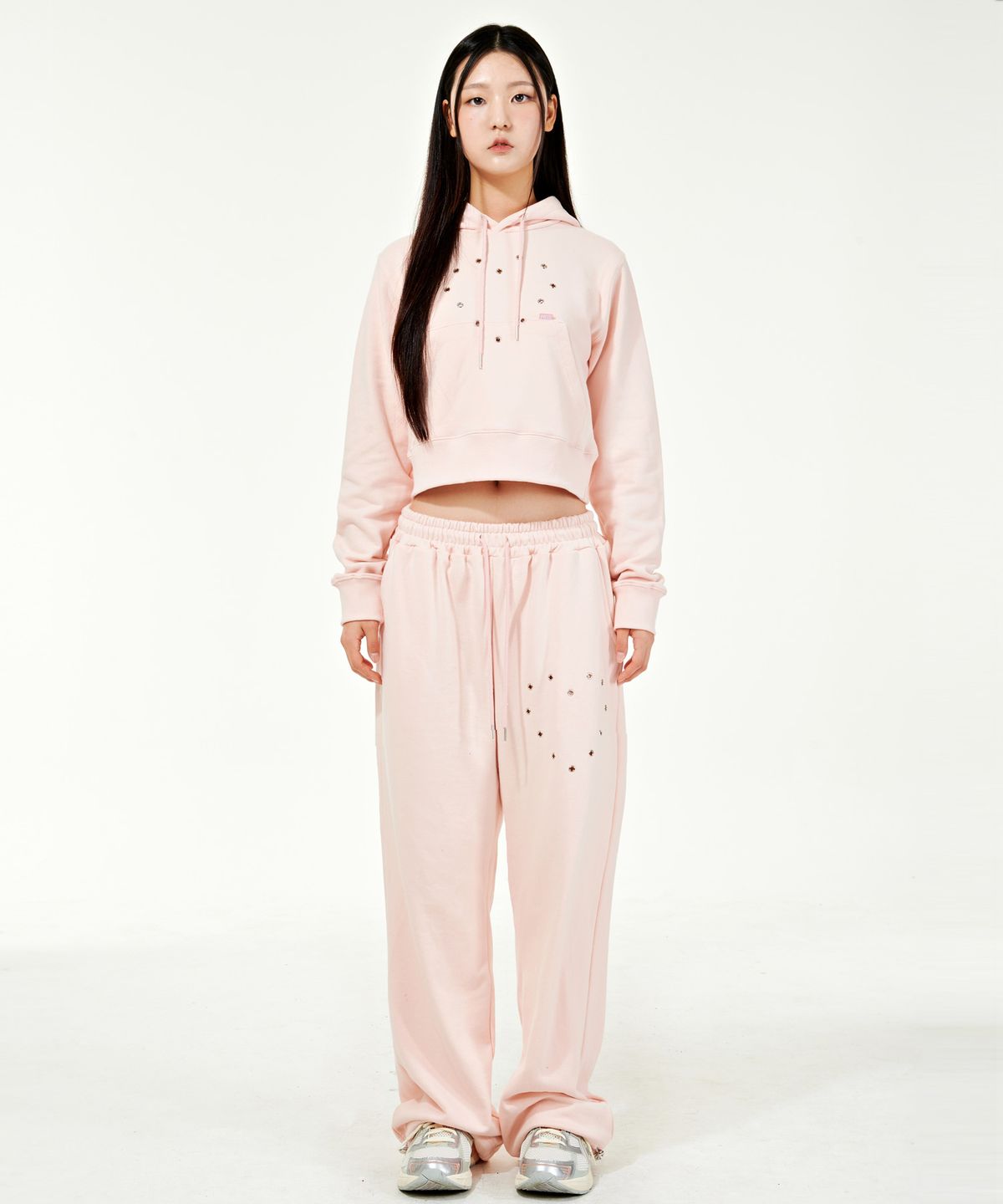 피스메이커(PIECE MAKER) HEART EYELET HOODIE (PINK) (2TYPE)