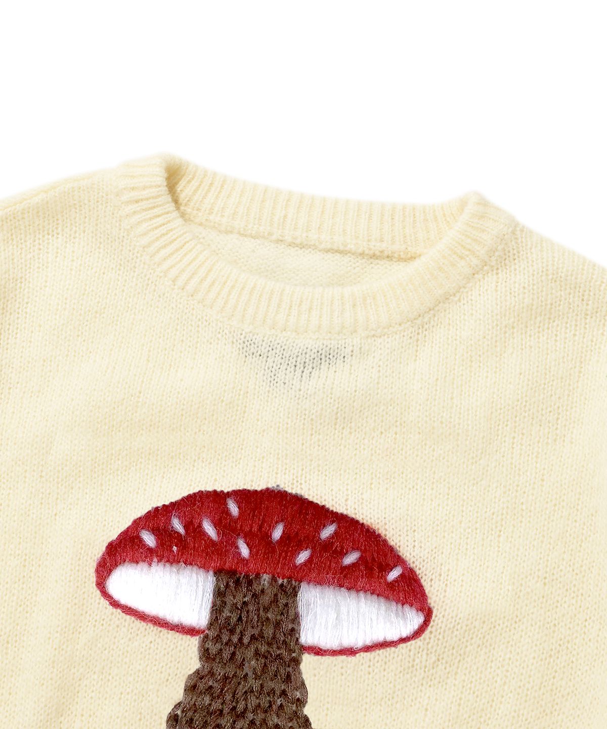 스웨이드(SUADE) MUSHROOM CROP KNIT CREWNECK [IVORY]