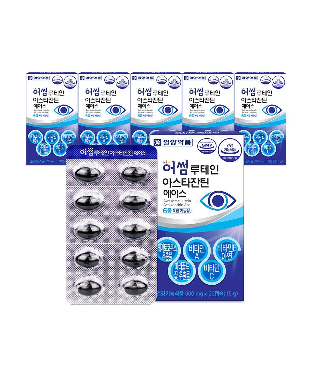 일양약품(IL-YANG PHARM) 눈에좋은 루테인 아스타잔틴 헤마토코쿠스 영양제 6박스 6개월분 눈건강(쇼핑백)
