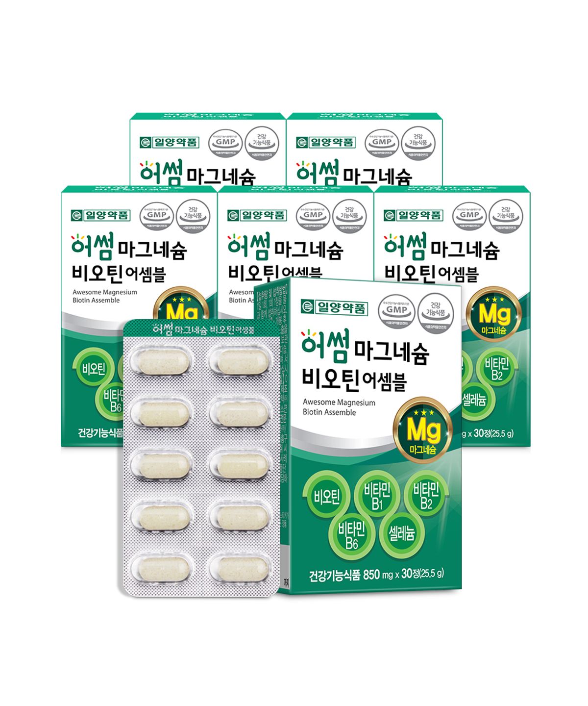 일양약품(IL-YANG PHARM) 산화 마그네슘 비오틴 비타민B 컴플렉스 영양제 6박스 6개월분(쇼핑백)