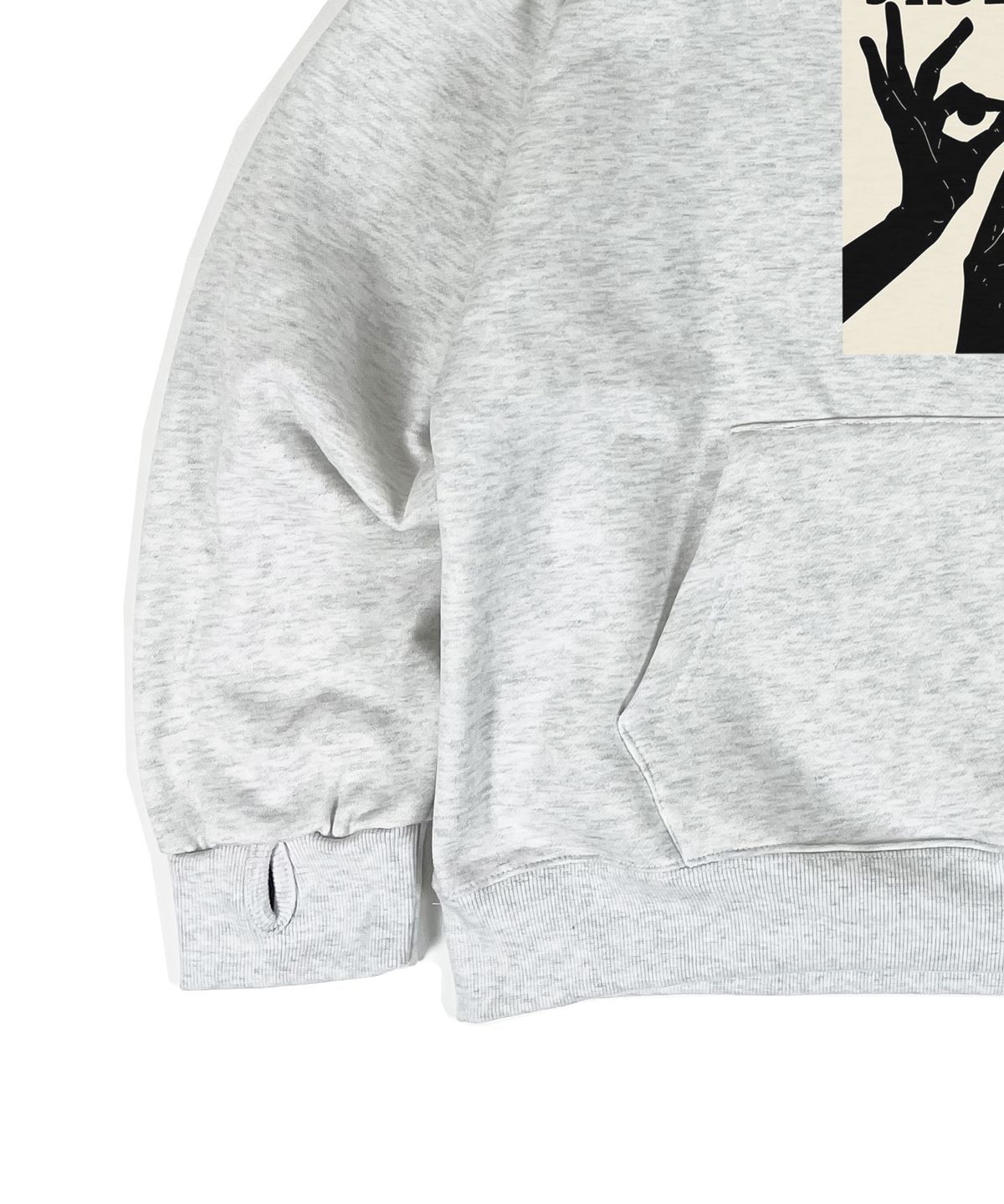 스케이터락(SK8ER ROCK) Shhh Hand Warmer Sweat Hoodie white melange