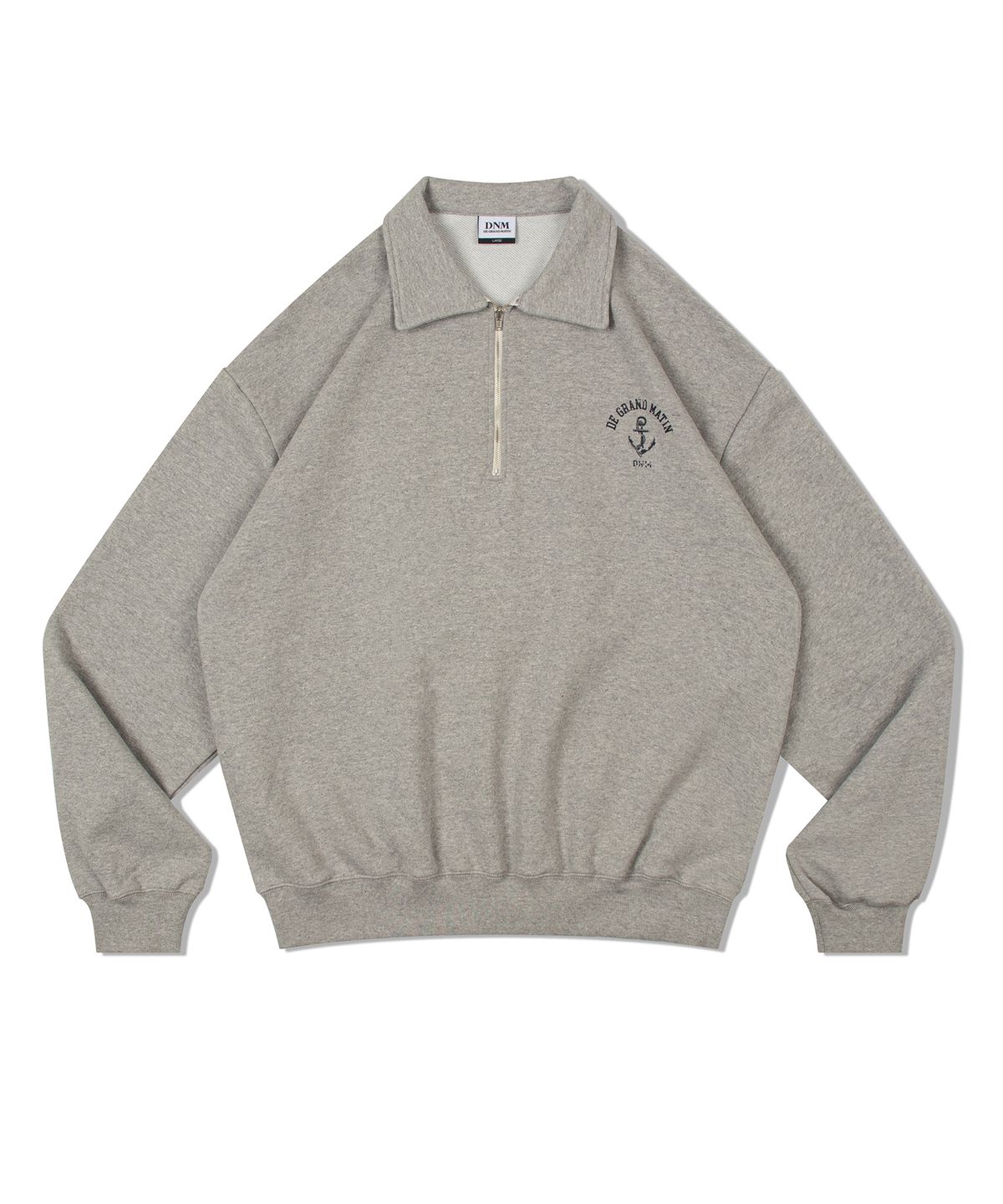 디 그랜드 마틴(DE GRAND MATIN) V.HEAVY HALF ZIP-UP SWEAT LOGO_MELANGE GRAY