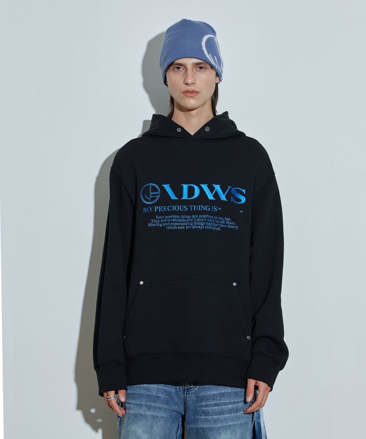 아이돈워너셀(IDWS) Logo Embroidered Hoodie Black