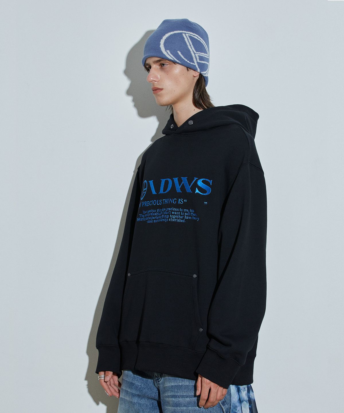 아이돈워너셀(IDWS) Logo Embroidered Hoodie Black