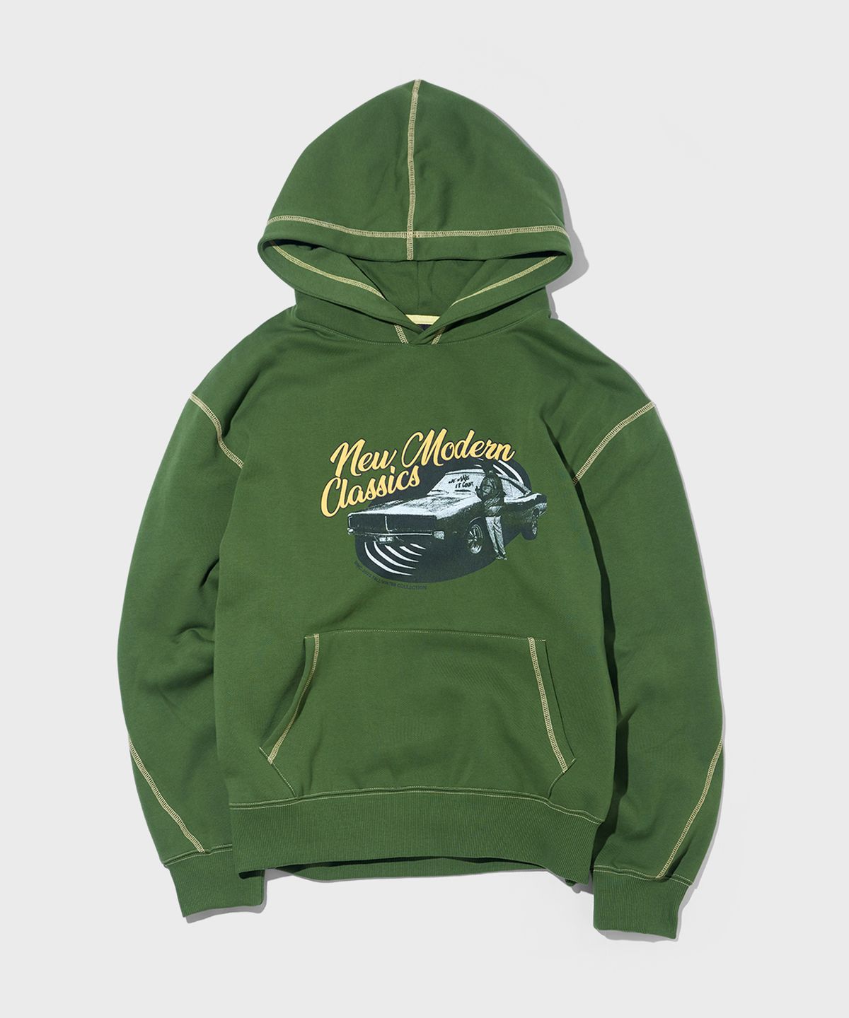 더블유엠씨(WMC) 올드카 스티치 후드_LIGHT GREEN