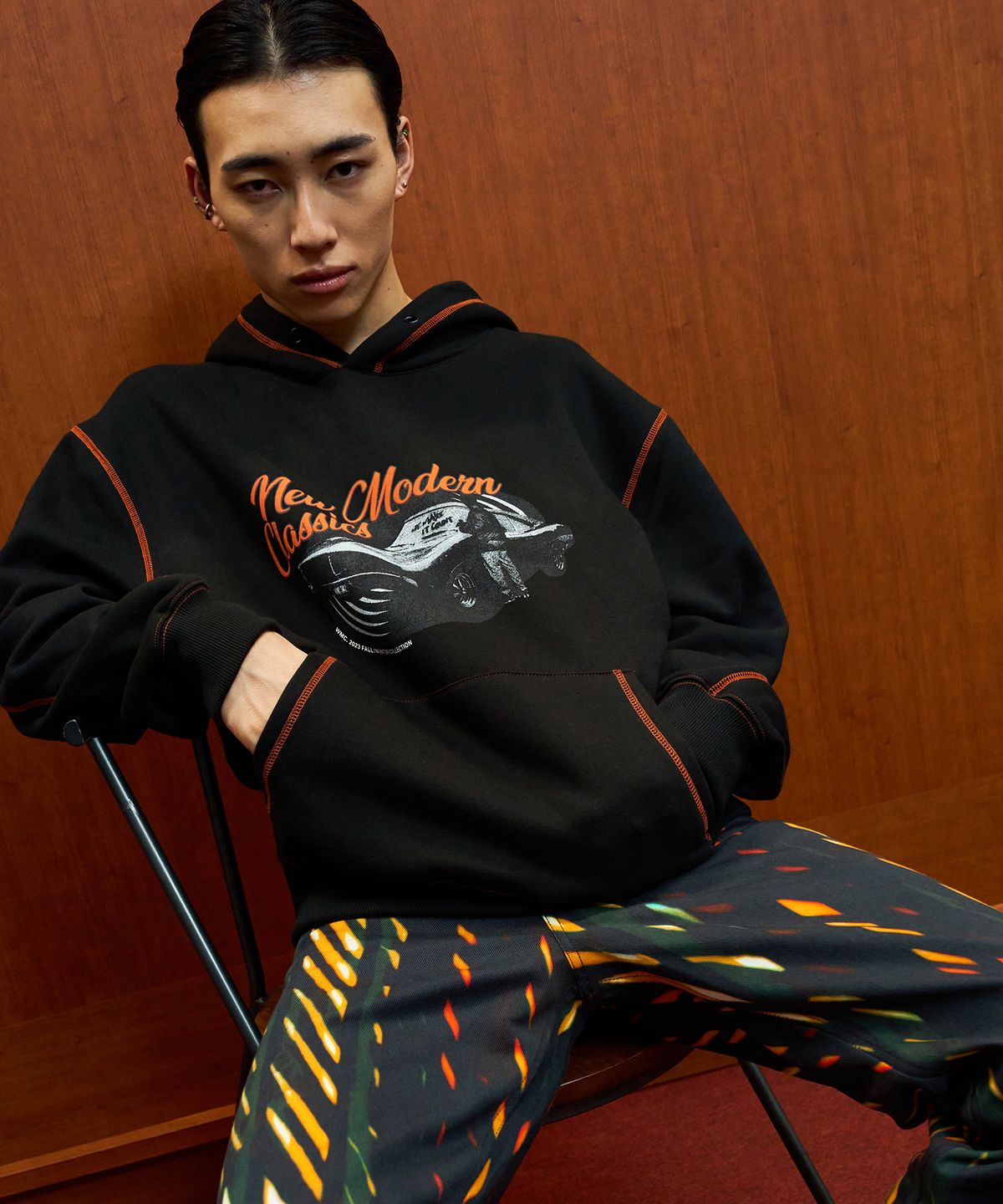 더블유엠씨(WMC) 올드카 스티치 후드_BLACK