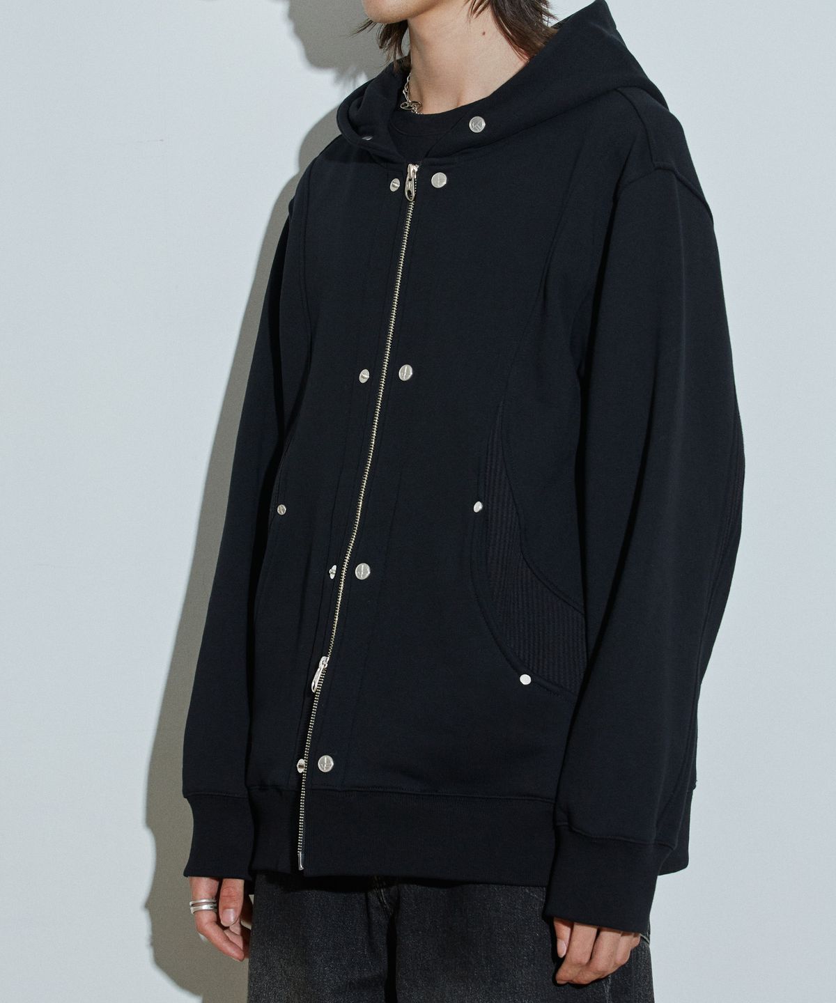 아이돈워너셀(IDWS) Contrast Mix Hoodie Zip-Up Black
