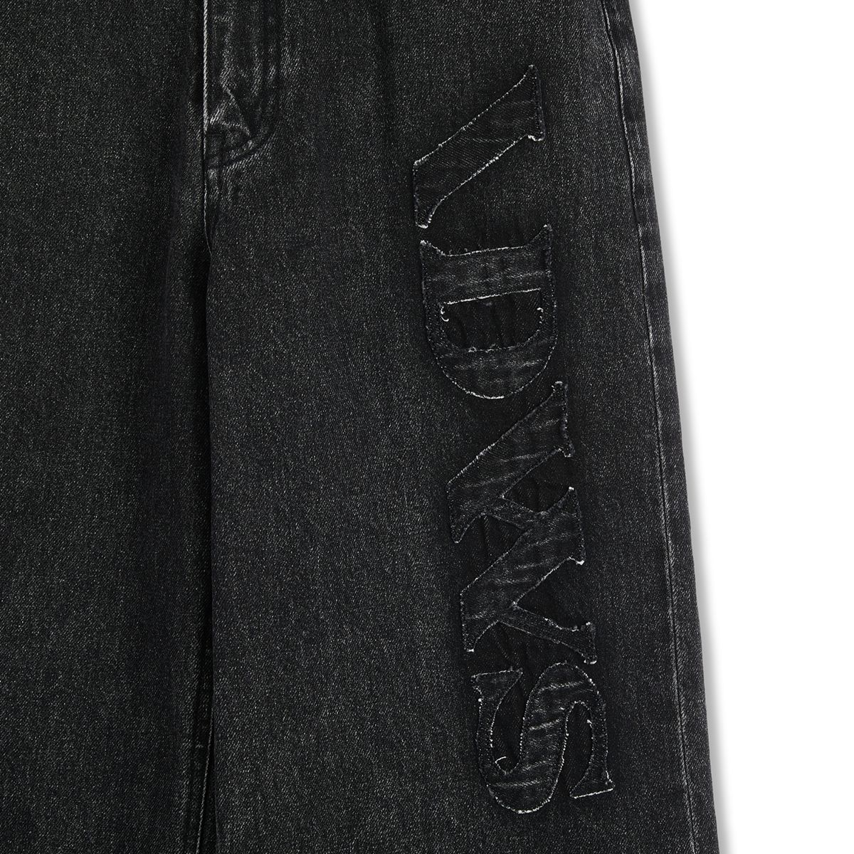 아이돈워너셀(IDWS) Applique Chasser Denim Pants Black