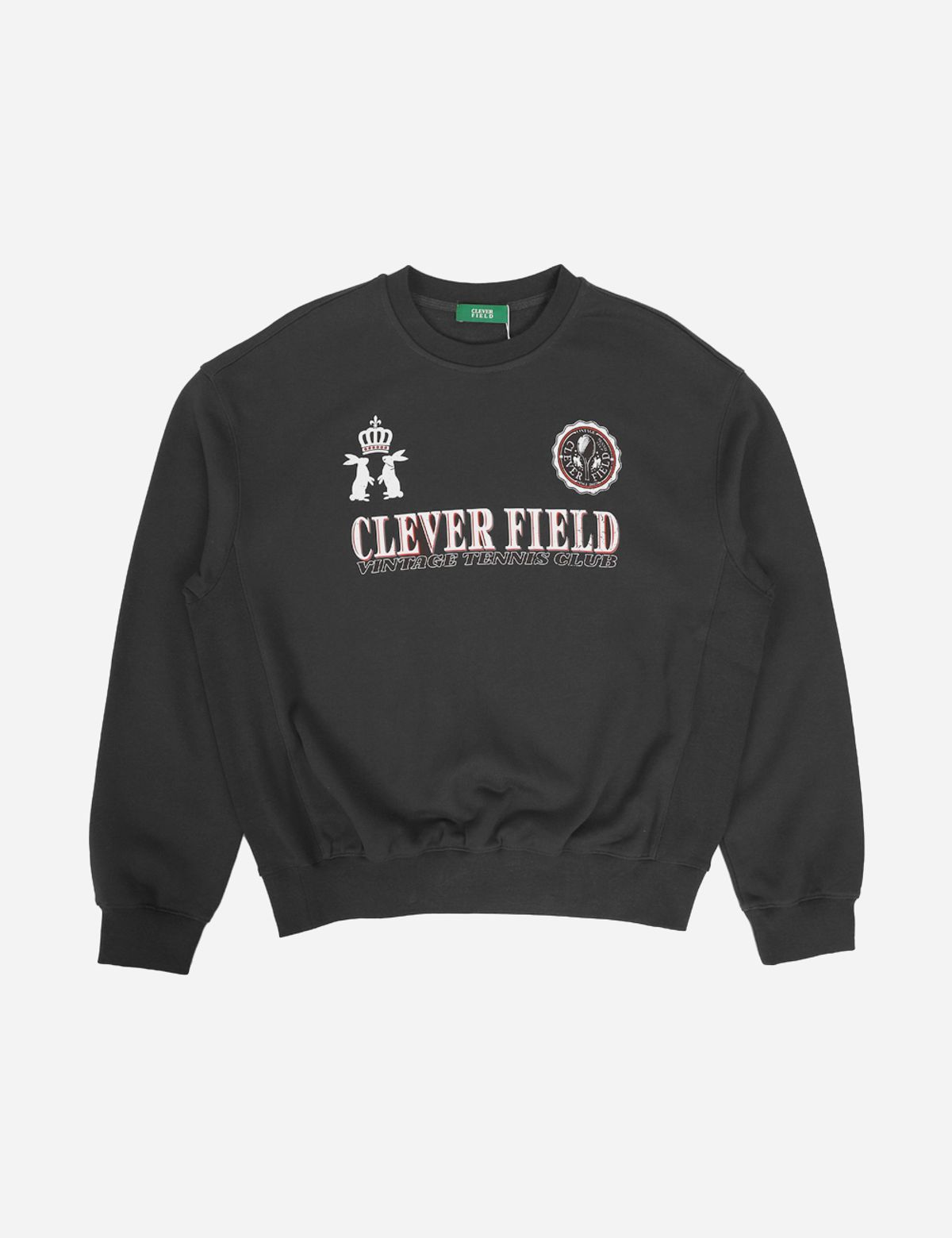 클레버필드(CLEVER FIELD) 시즌 엠블럼 와이드 스웻셔츠_차콜