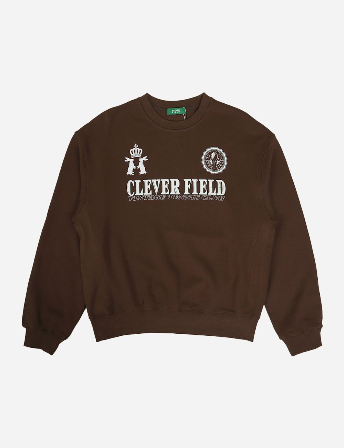 클레버필드(CLEVER FIELD) 시즌 엠블럼 와이드 스웻셔츠_브라운