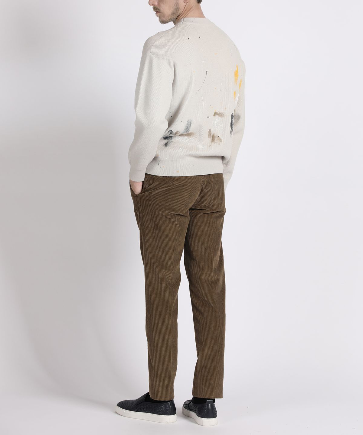 빠니깔레(PANICALE) 브라운 슬림 핏 골덴 팬츠