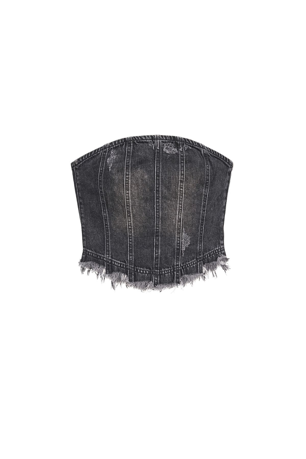 애프터아워즈(AFTERHOURS) DENIM PANELLED TUBE TOP (BLACK)