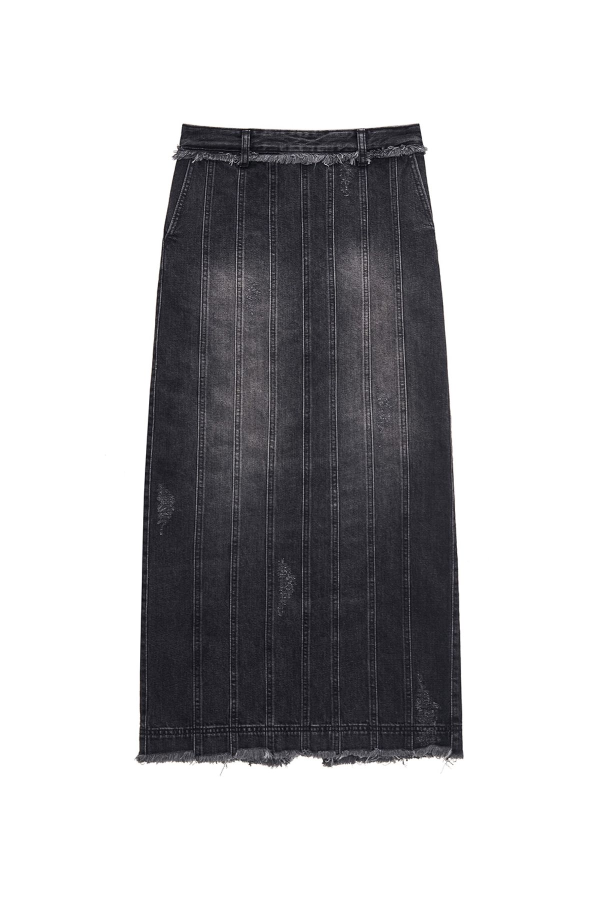 애프터아워즈(AFTERHOURS) DENIM PANELLED LONG SKIRT (BLACK)