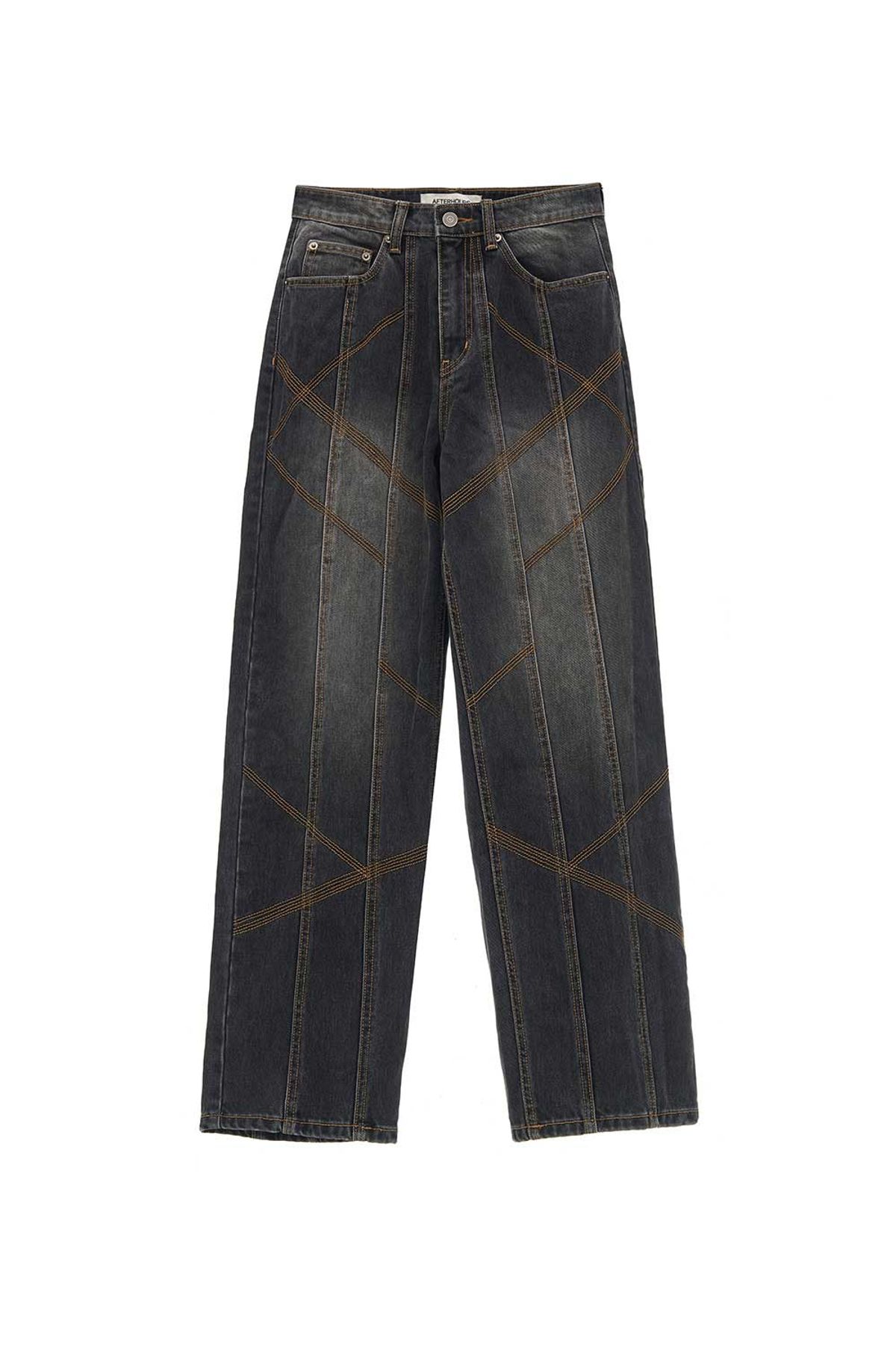 애프터아워즈(AFTERHOURS) DENIM DIAGONAL STITCHED PANTS (BLACK)