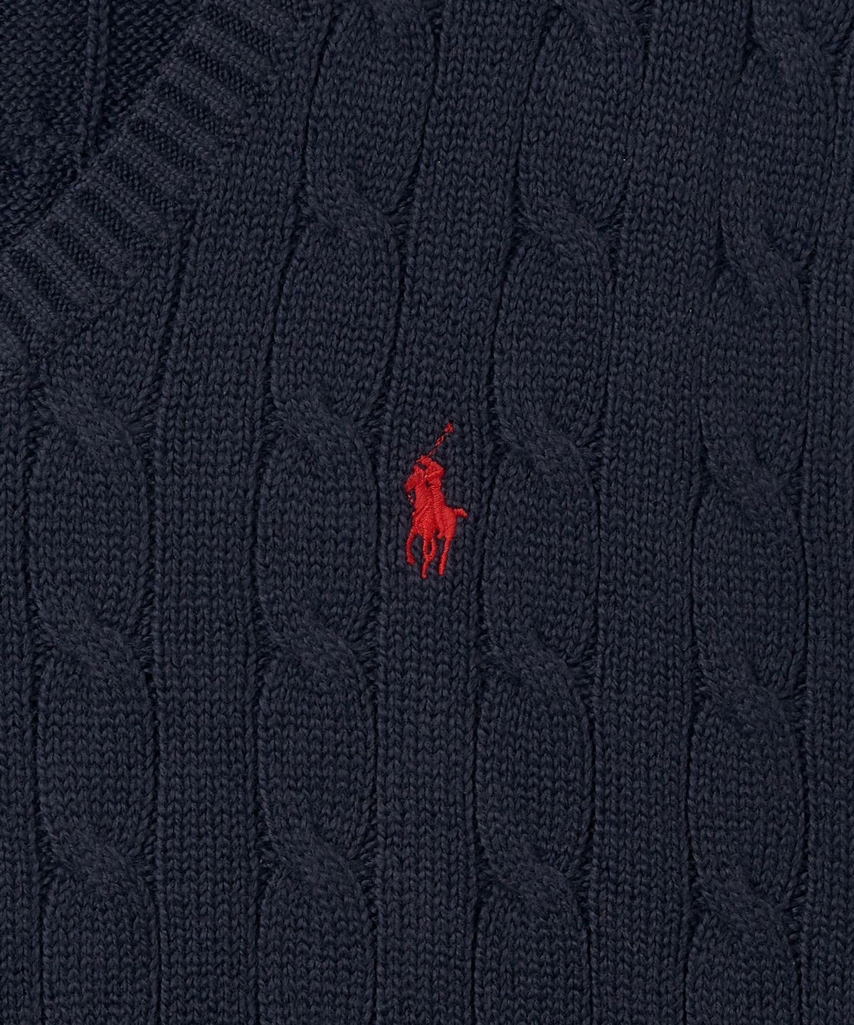 폴로 랄프 로렌(POLO RALPH LAUREN) 케이블 니트 코튼 스웨터 베스트 - 네이비