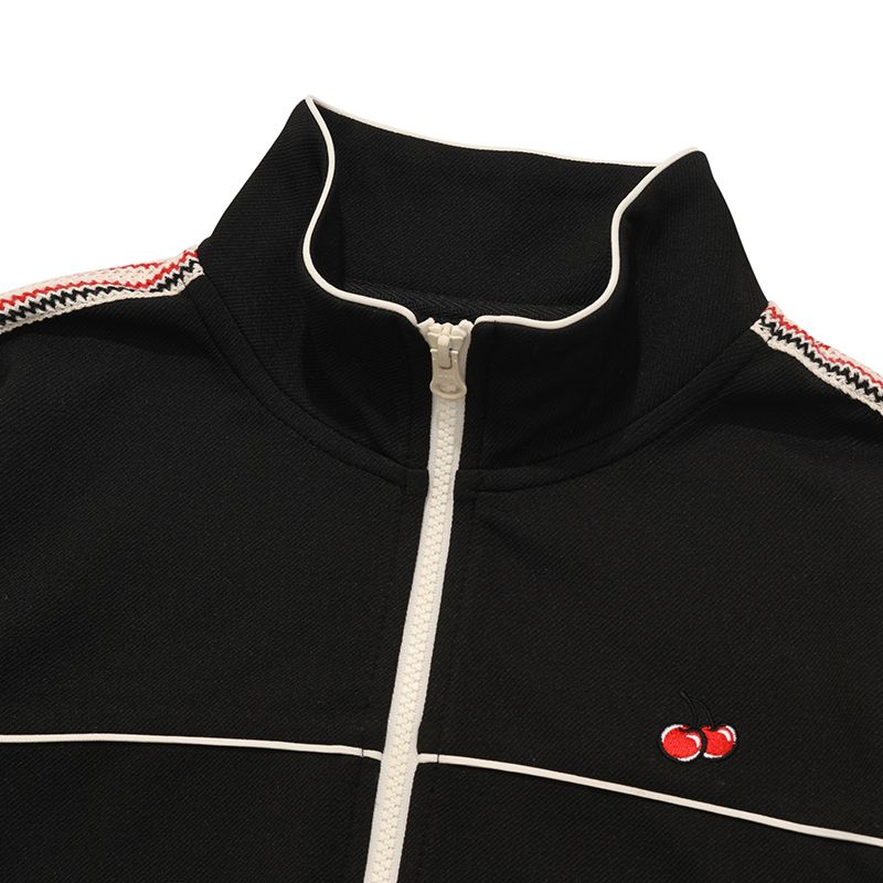 MUSINSA | KIRSH Cherry Lace Point Crop Track Jumper [Black]