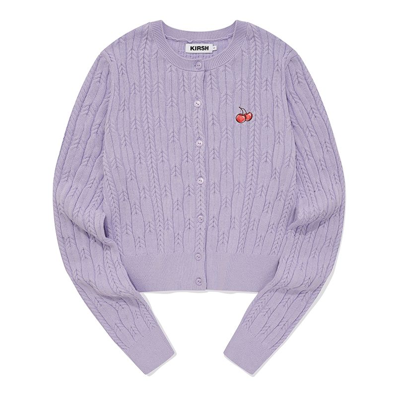 MUSINSA | KIRSH Small cherry cable crop knit cardigan [lavender]