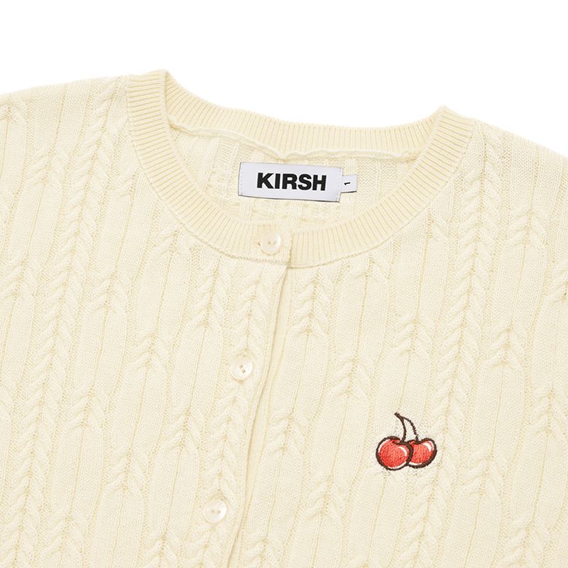 MUSINSA | KIRSH Small Cherry Cable Crop Knit Cardigan [Ivory]