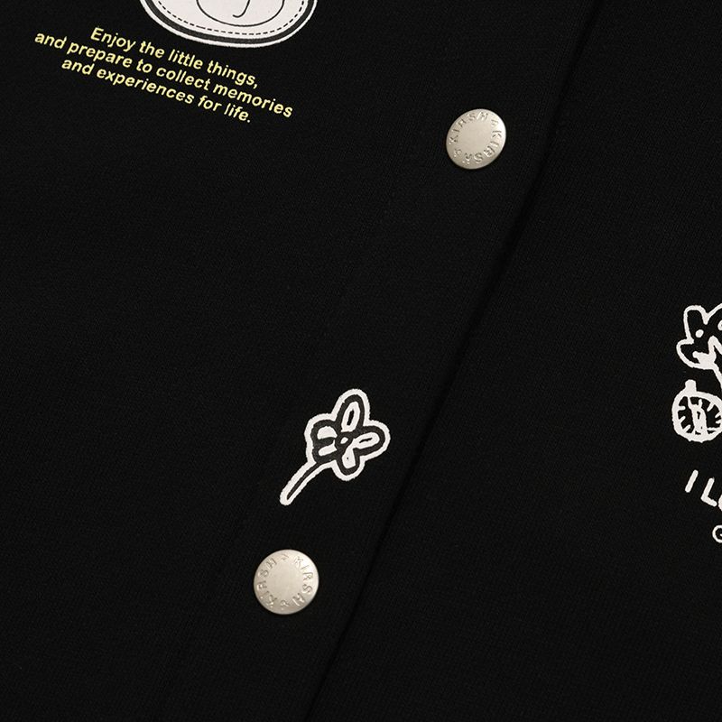 MUSINSA | KIRSH Witty Bunny Button Hooded Zip-Up [Black]