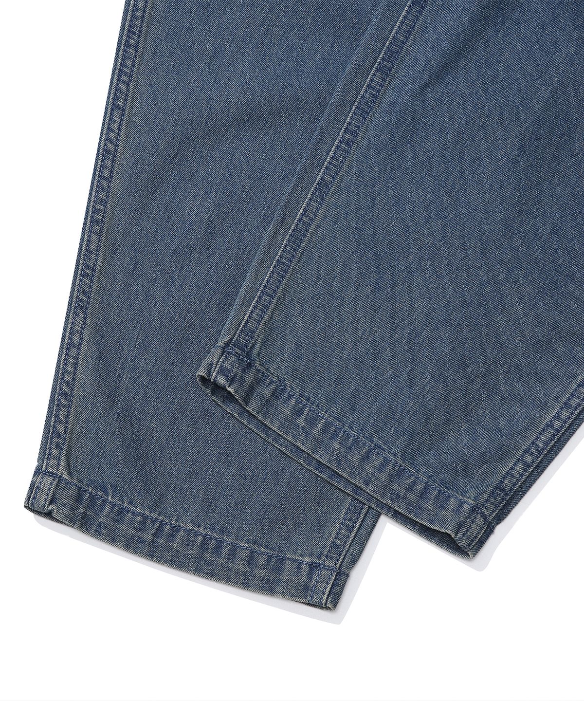 컬럼비아 유니버시티(COLUMBIA UNIVERSITY) M-LABEL LOOSE-FIT DENIM BELTED PANTS 미드나잇진