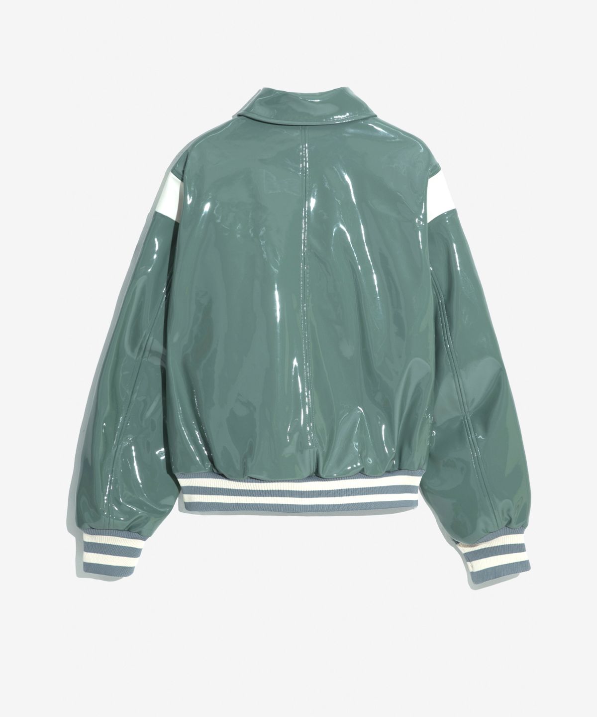 벌스데이수트(BIRTHDAYSUIT) PATENT STADIUM JACKET (SAGE)