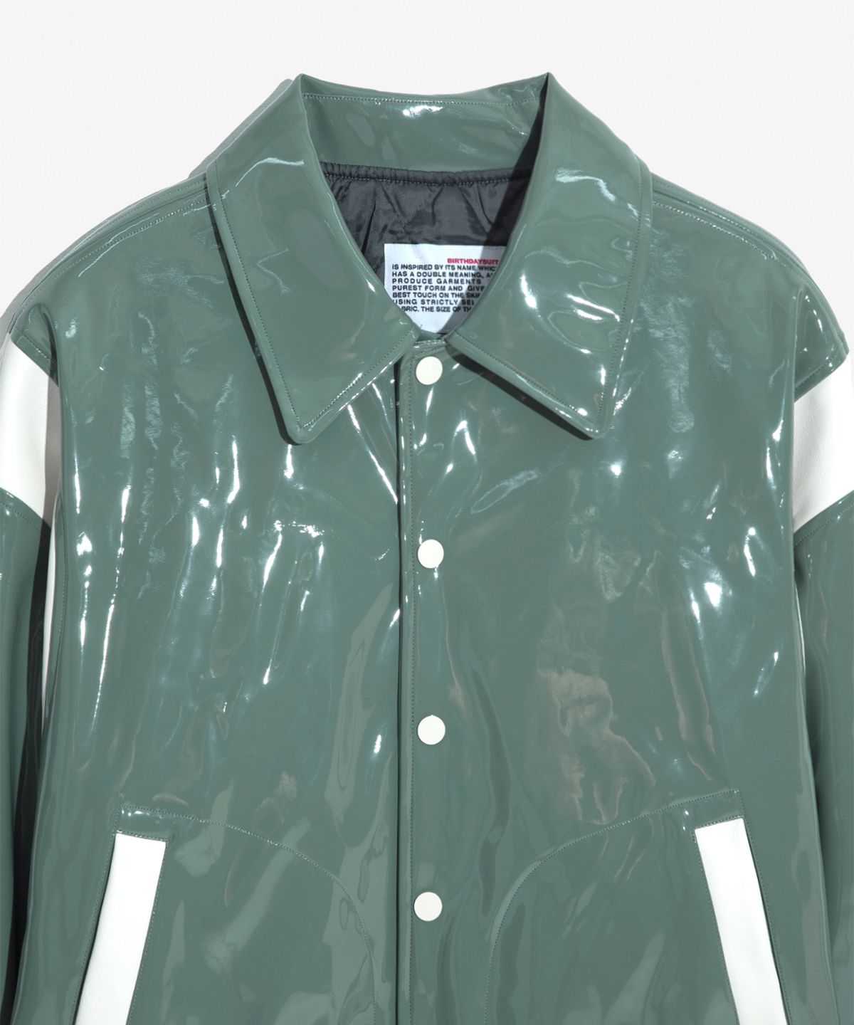 벌스데이수트(BIRTHDAYSUIT) PATENT STADIUM JACKET (SAGE)