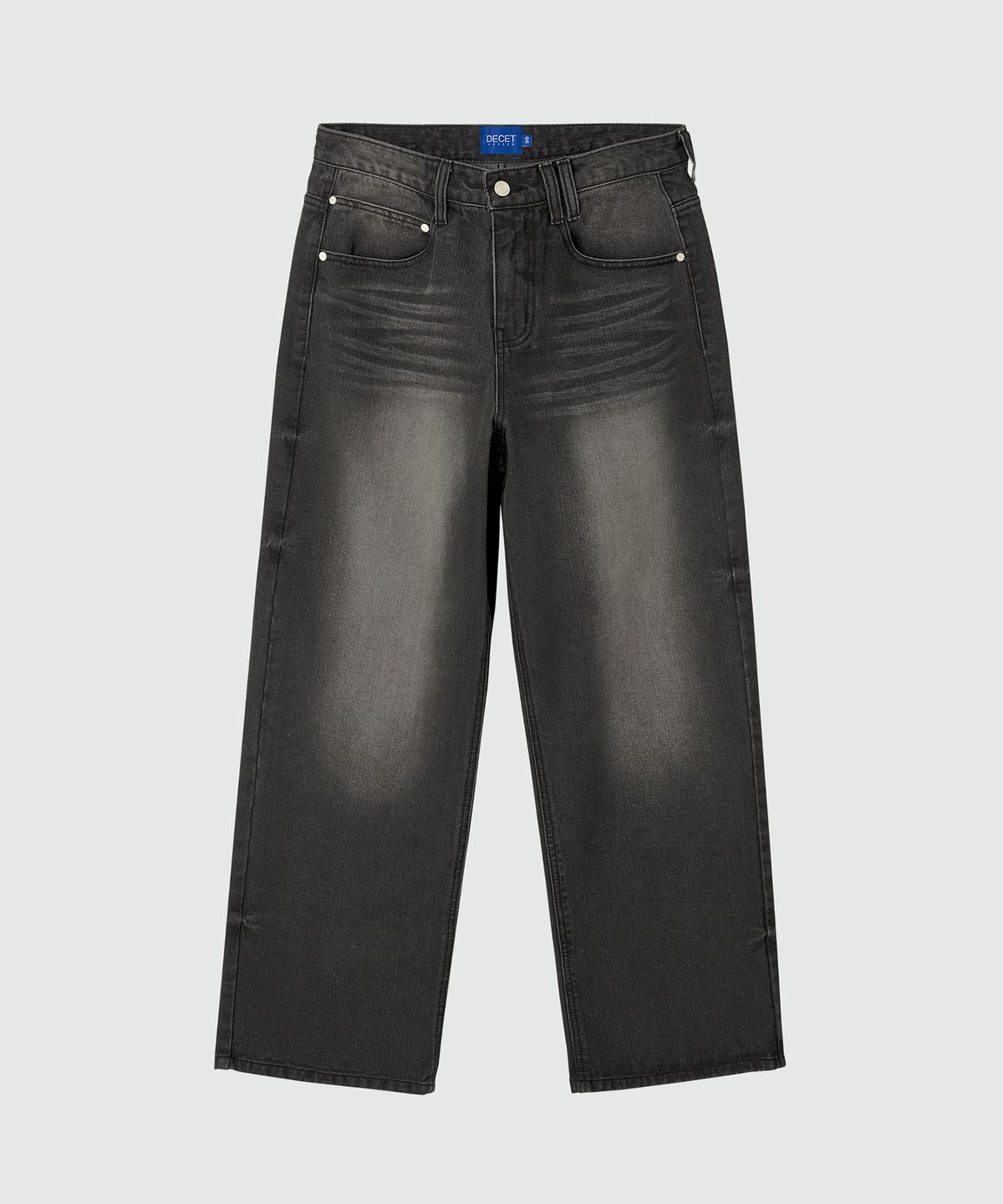 데케트(DECET) Mid Rise Wide Jeans DCPT027HLBlack