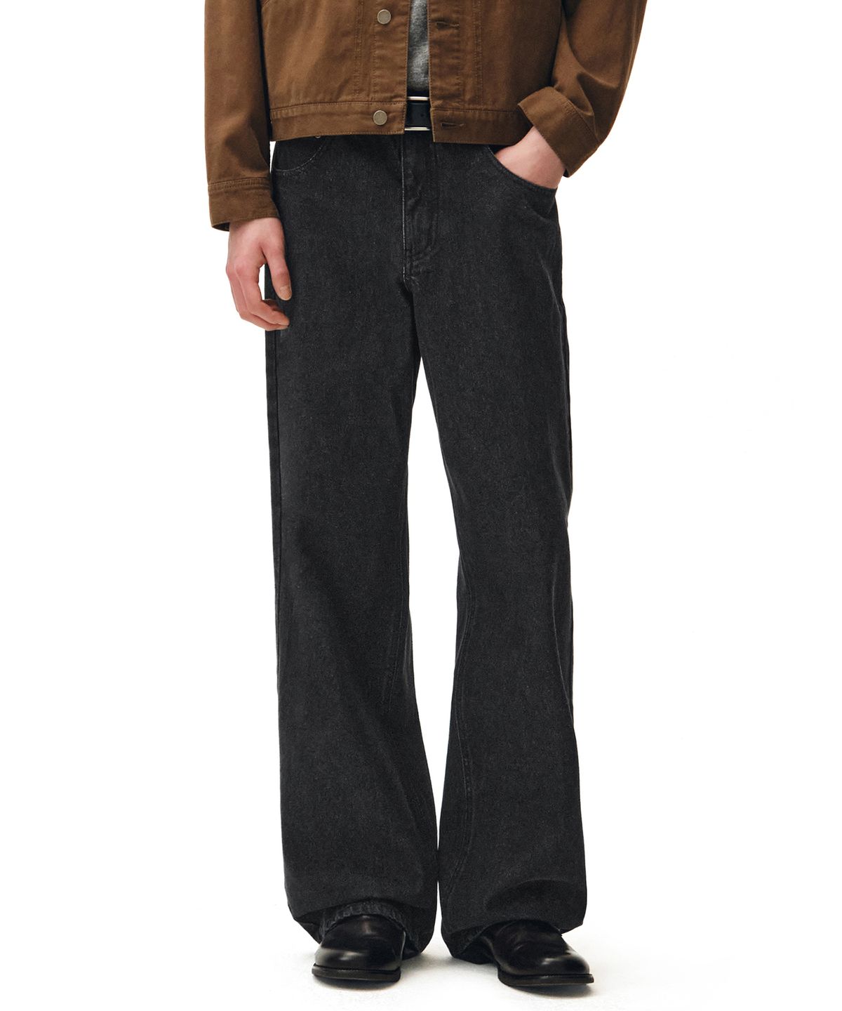 데케트(DECET) Mid Rise Wide Jeans DCPT027STNBlack