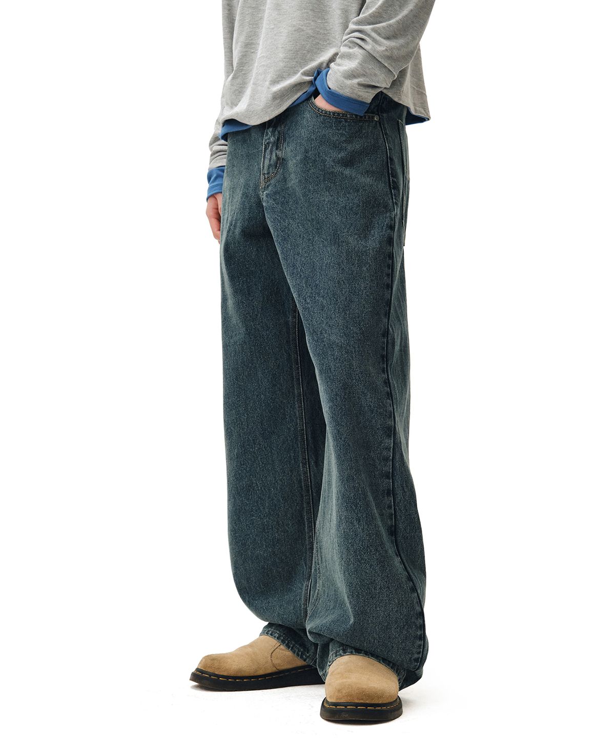 데케트(DECET) Mid Rise Wide Jeans DCPT027STNBlue