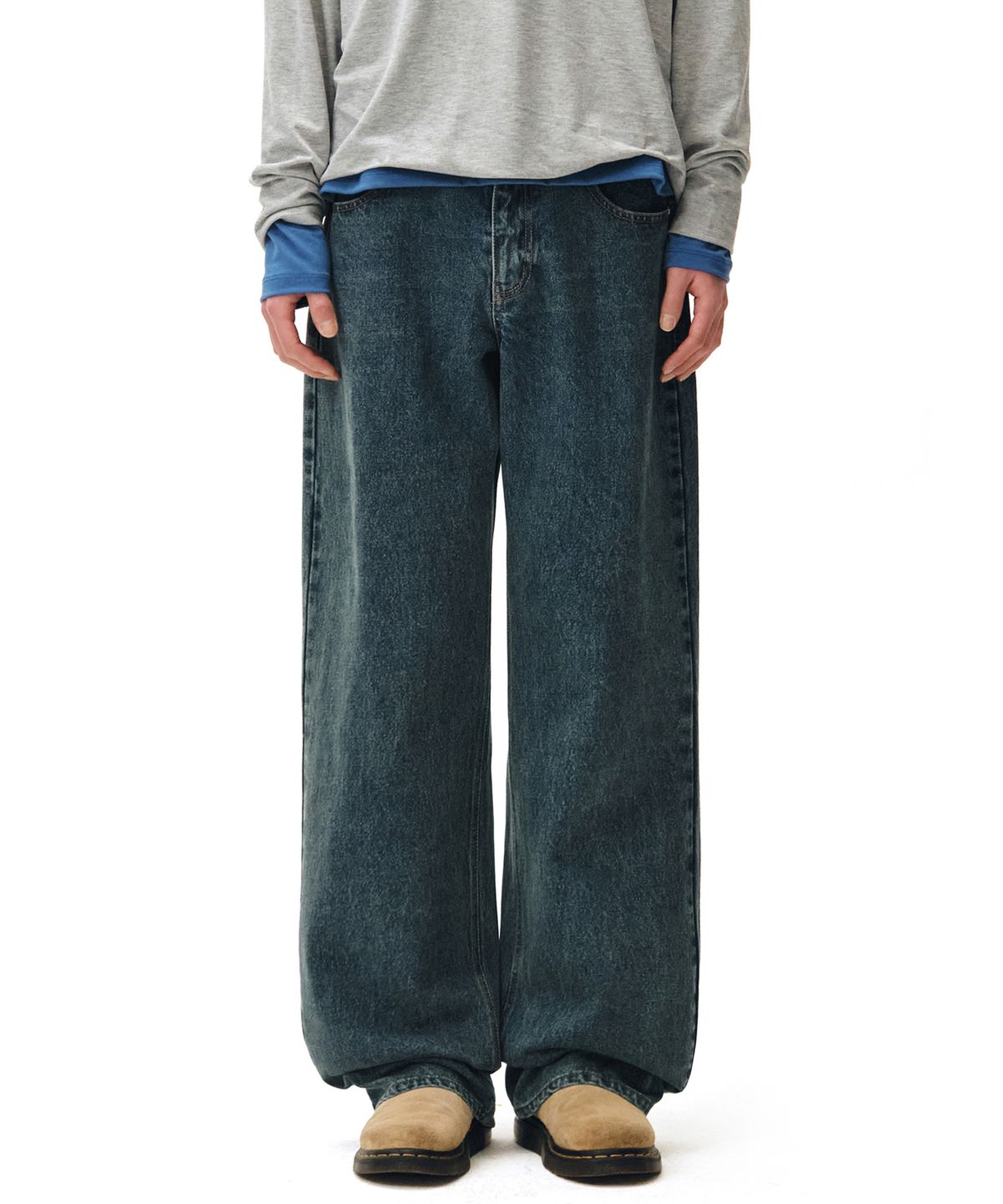 데케트(DECET) Mid Rise Wide Jeans DCPT027STNBlue