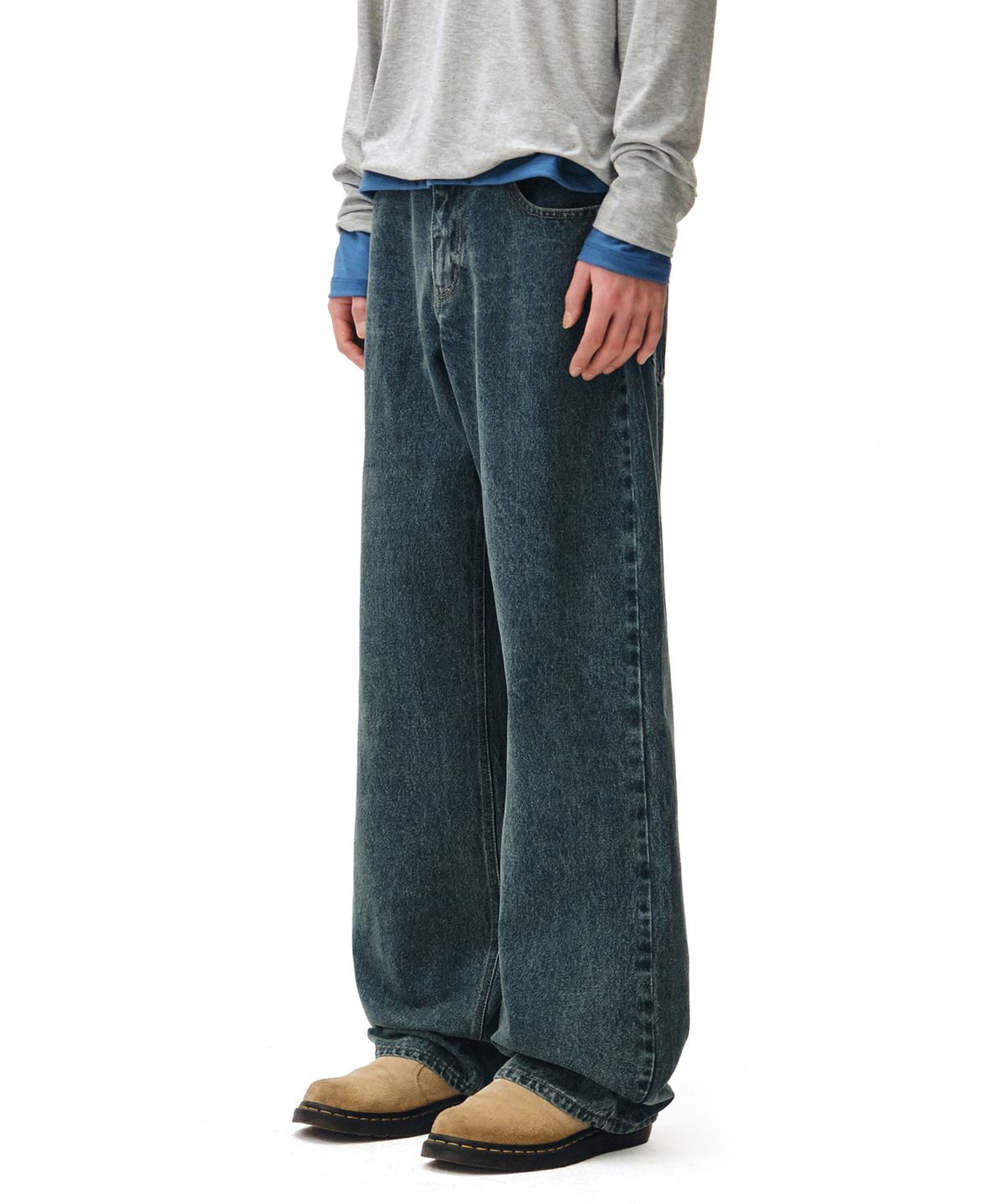 데케트(DECET) Mid Rise Wide Jeans DCPT027STNBlue