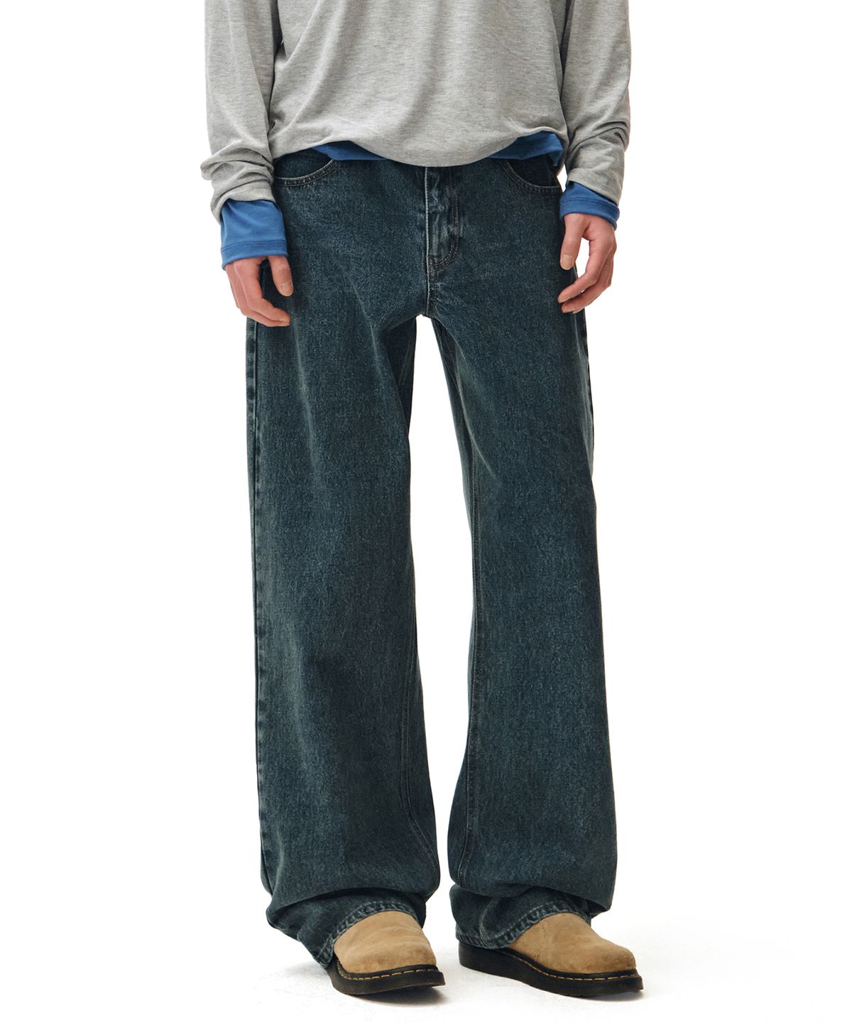 데케트(DECET) Mid Rise Wide Jeans DCPT027STNBlue
