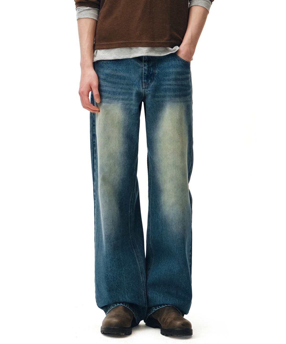 데케트(DECET) Mid Rise Wide Jeans DCPT027GNBlue