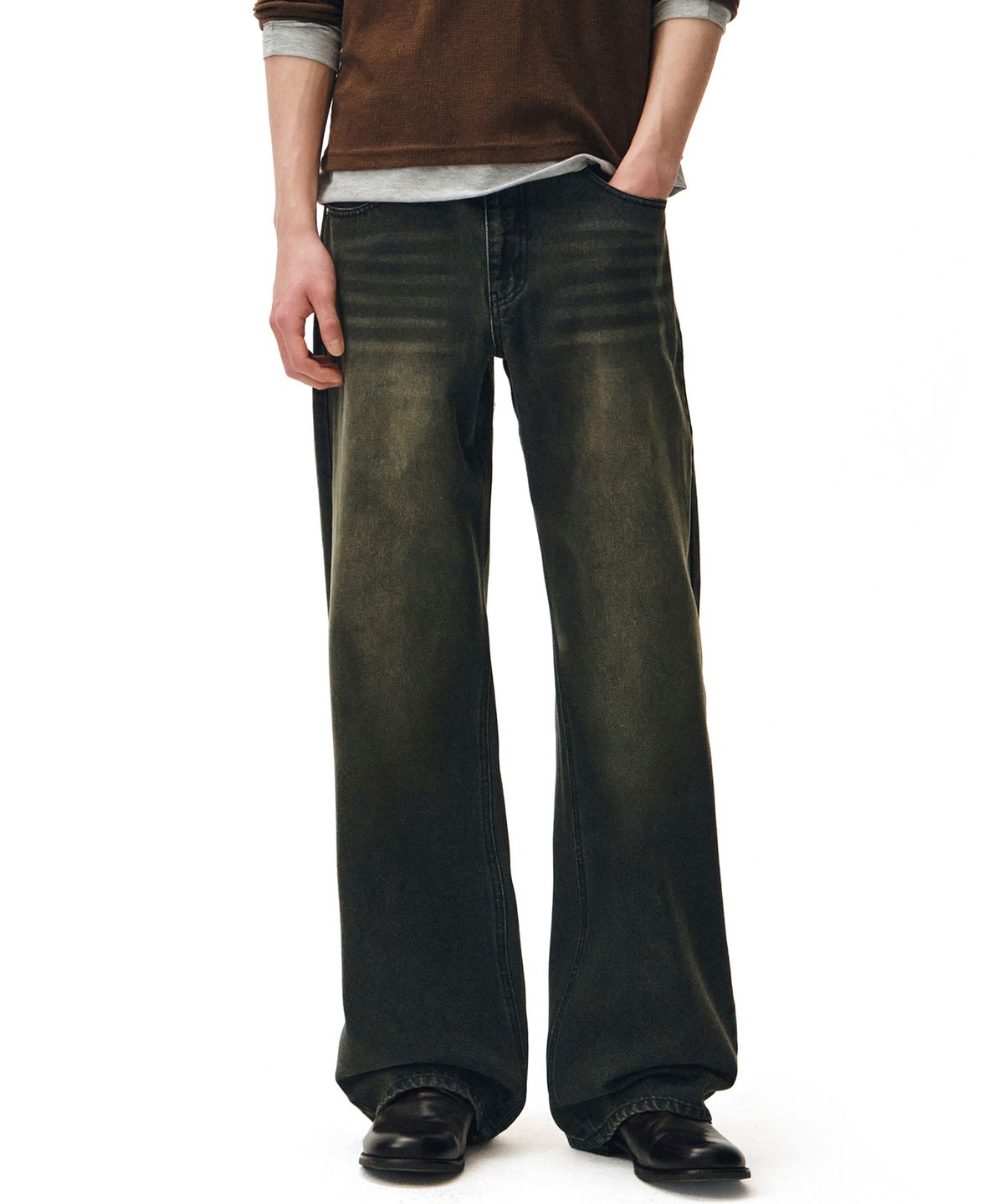 데케트(DECET) Mid Rise Wide Jeans DCPT027GNBlack