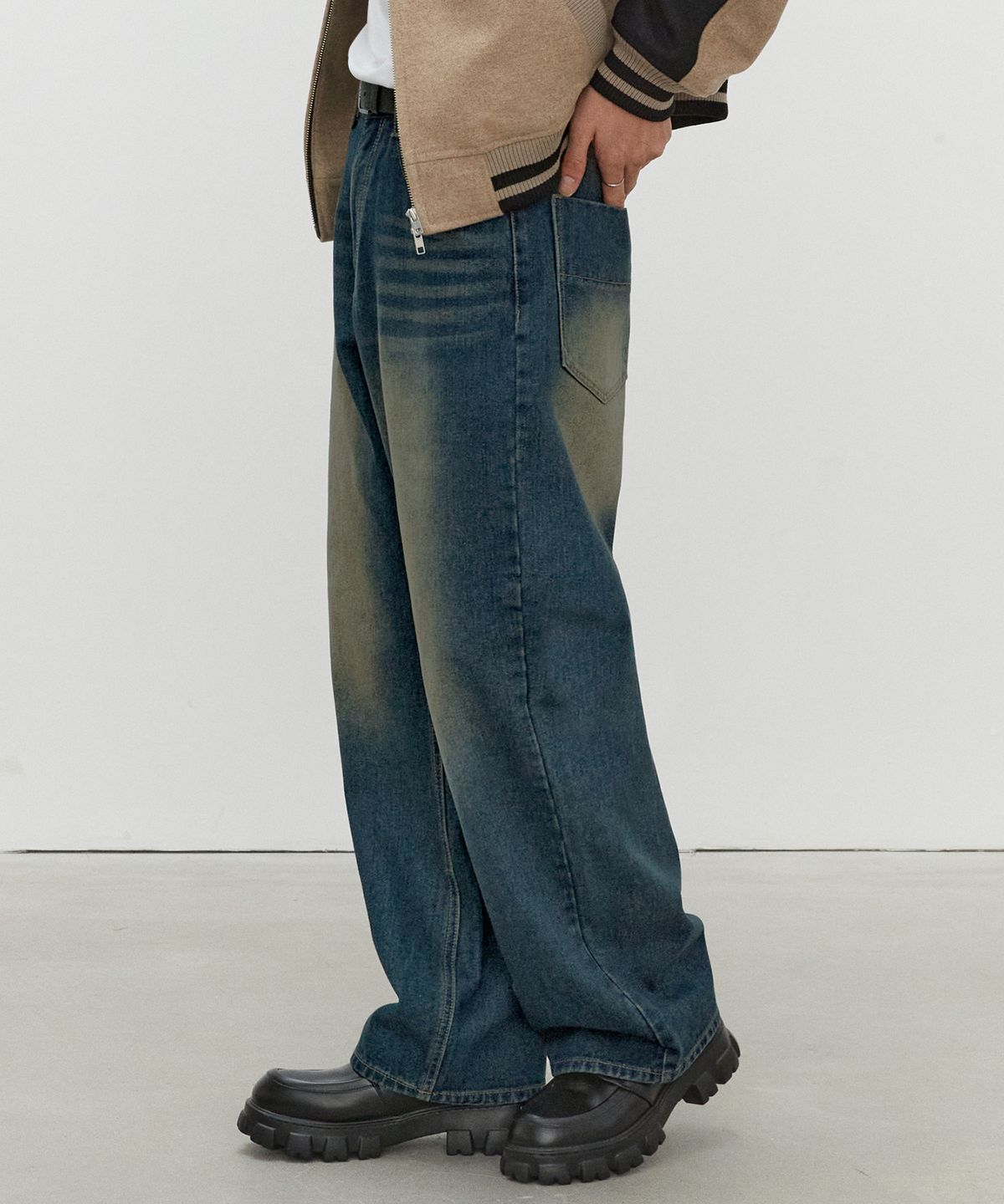 데케트(DECET) Mid Rise Wide Jeans DCPT027YLBlue
