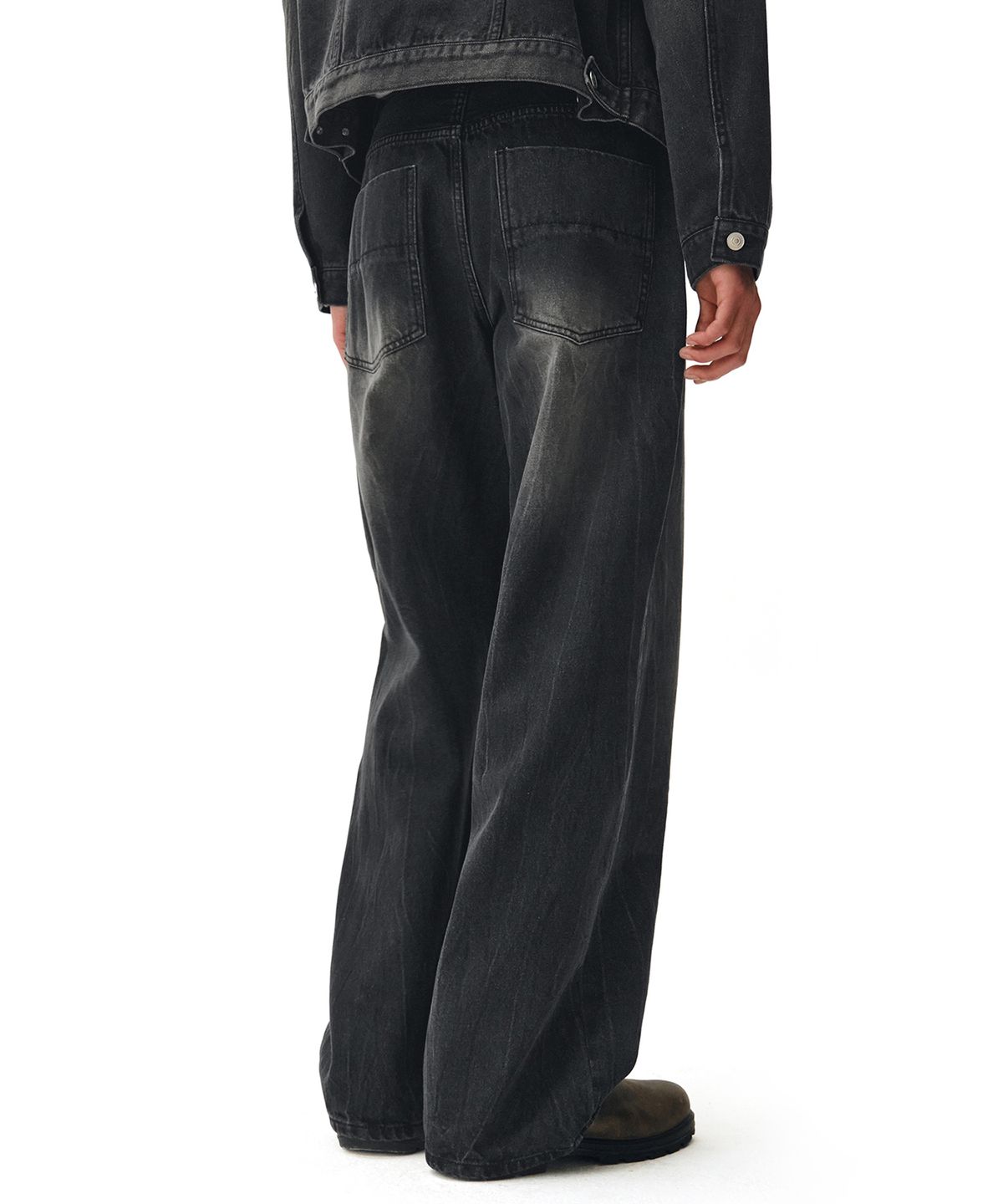 데케트(DECET) Mid Rise Wide Jeans DCPT027CRBlack2