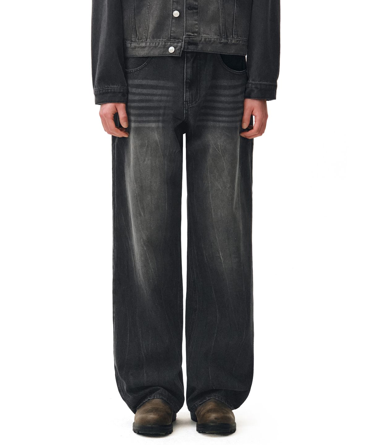 데케트(DECET) Mid Rise Wide Jeans DCPT027CRBlack2