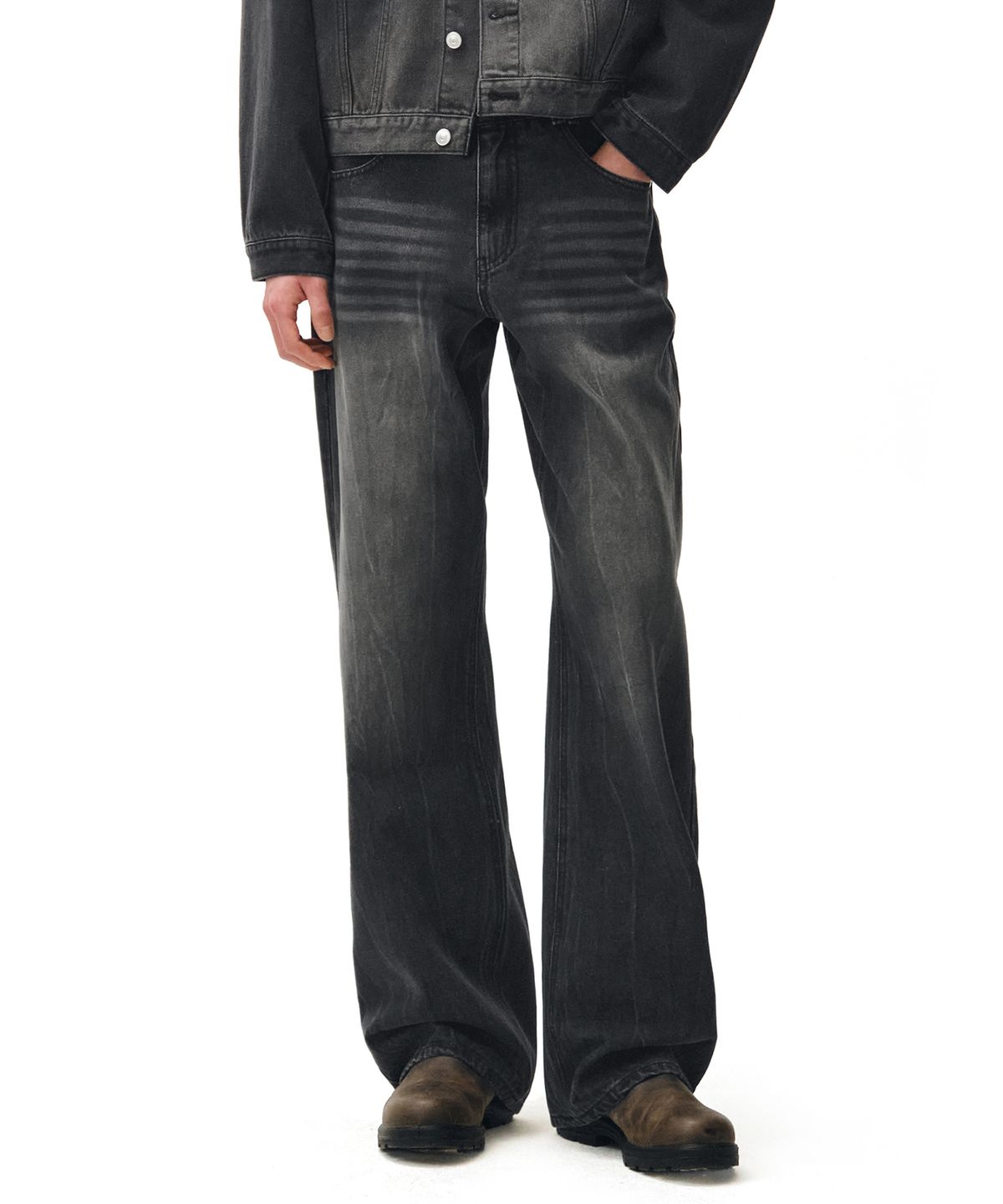 데케트(DECET) Mid Rise Wide Jeans DCPT027CRBlack2