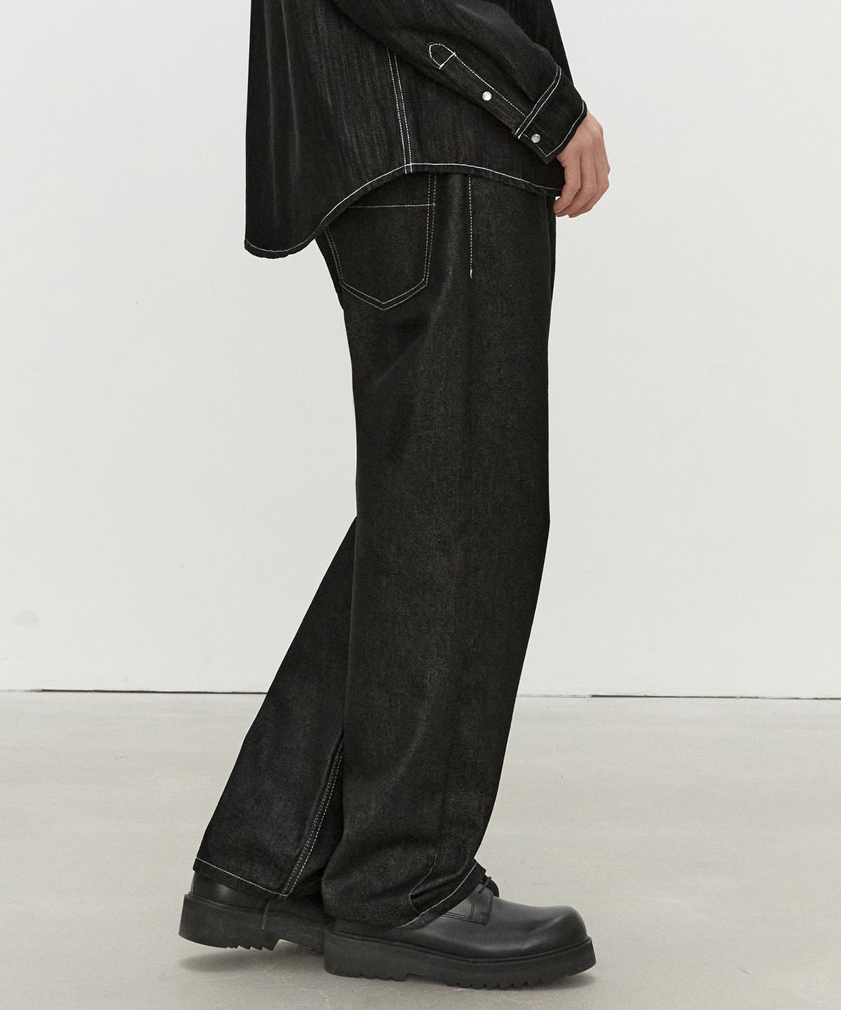 데케트(DECET) Mid Rise Wide Jeans DCPT027CPBlack