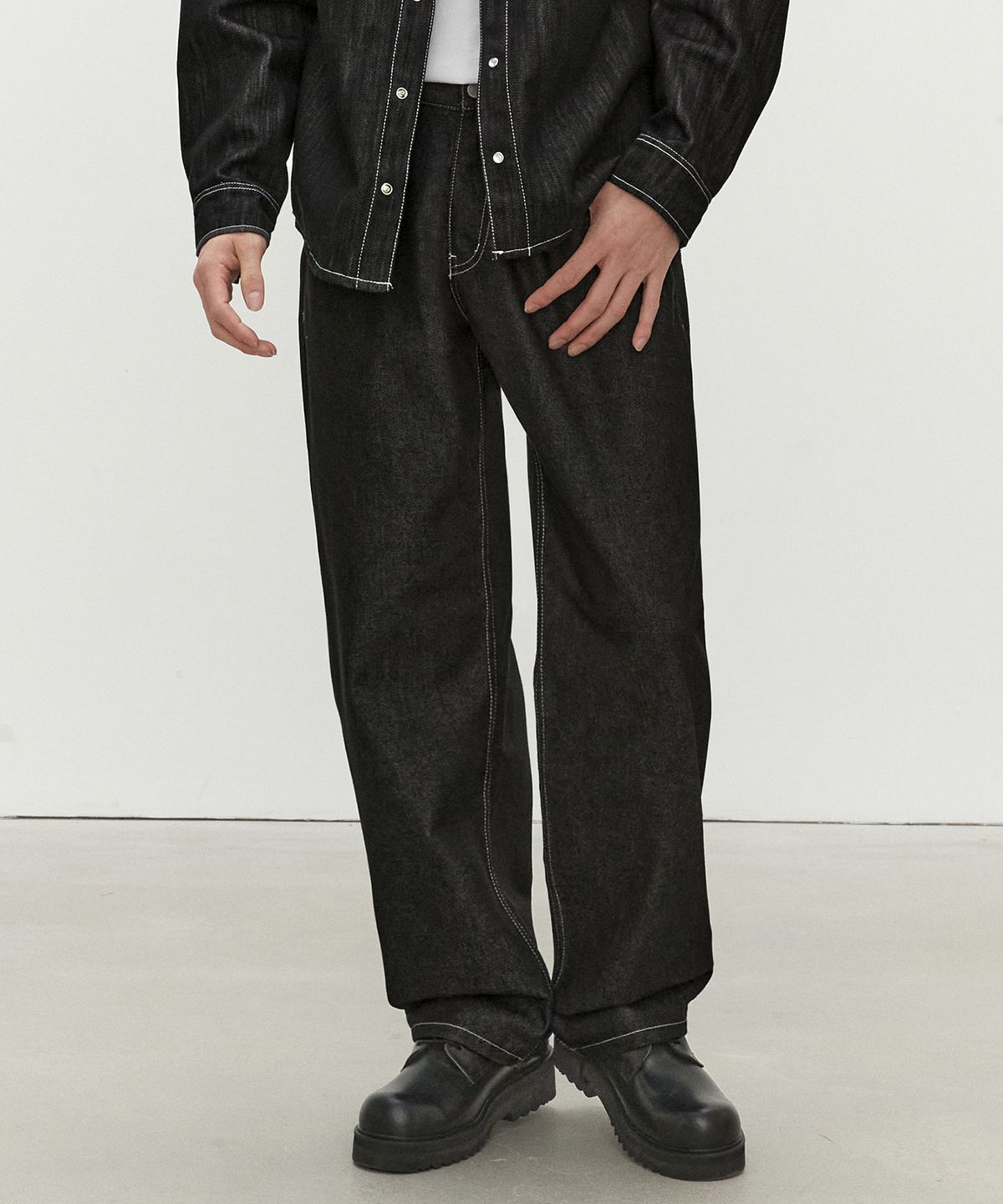 데케트(DECET) Mid Rise Wide Jeans DCPT027CPBlack