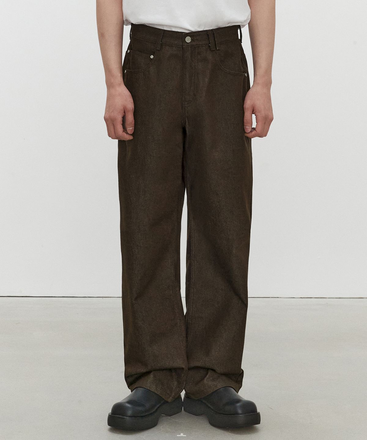 데케트(DECET) Mid Rise Wide Jeans DCPT027CPBrown