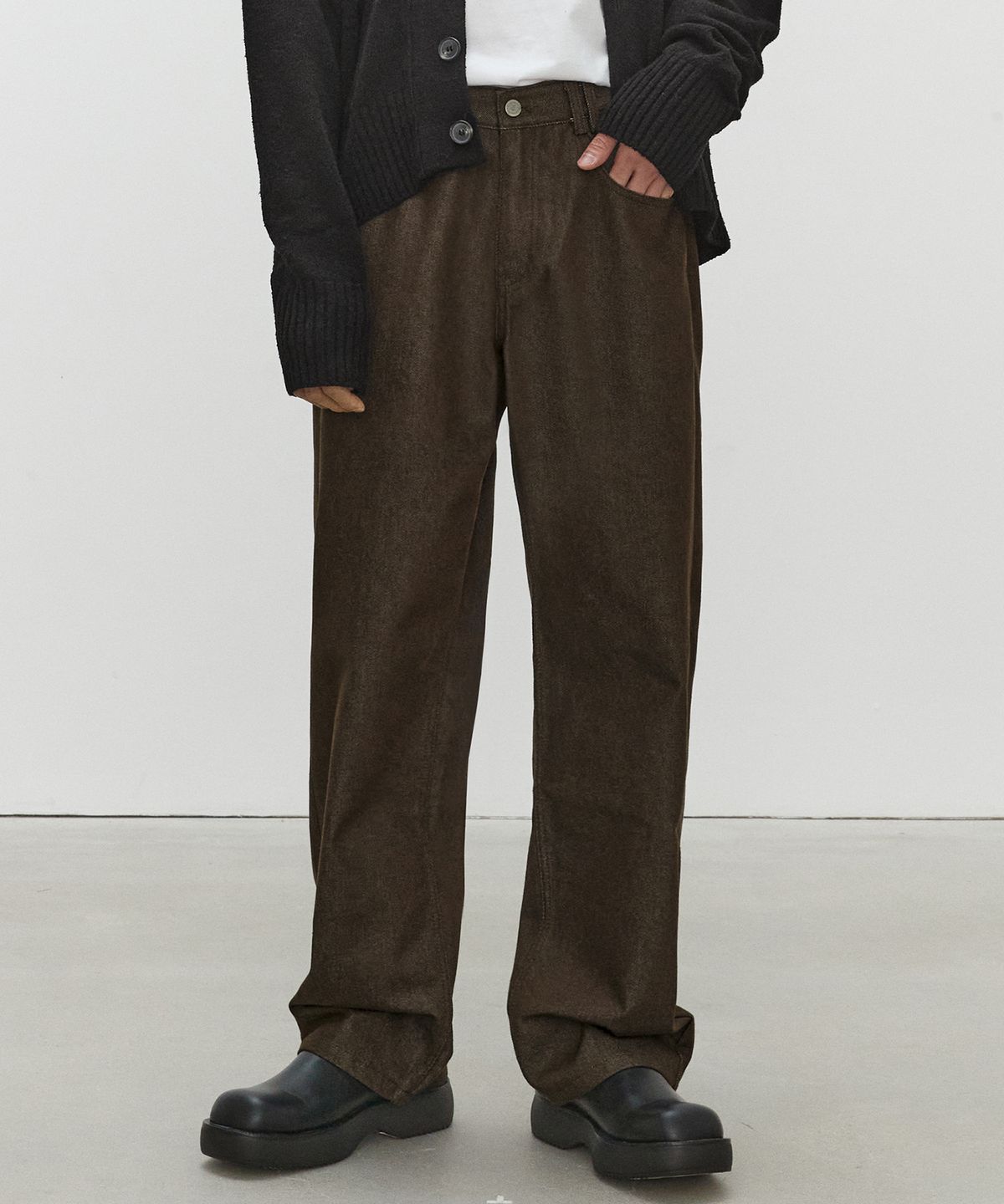 데케트(DECET) Mid Rise Wide Jeans DCPT027CPBrown