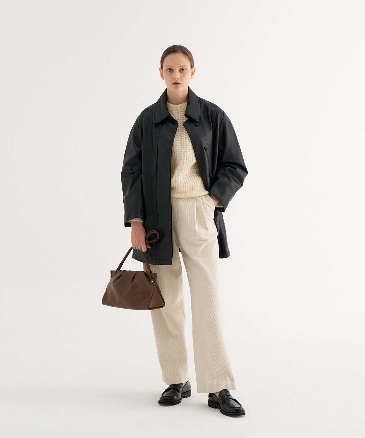 MUSINSA公式 | MUNIER Pleats Shoulder Bag - Brown