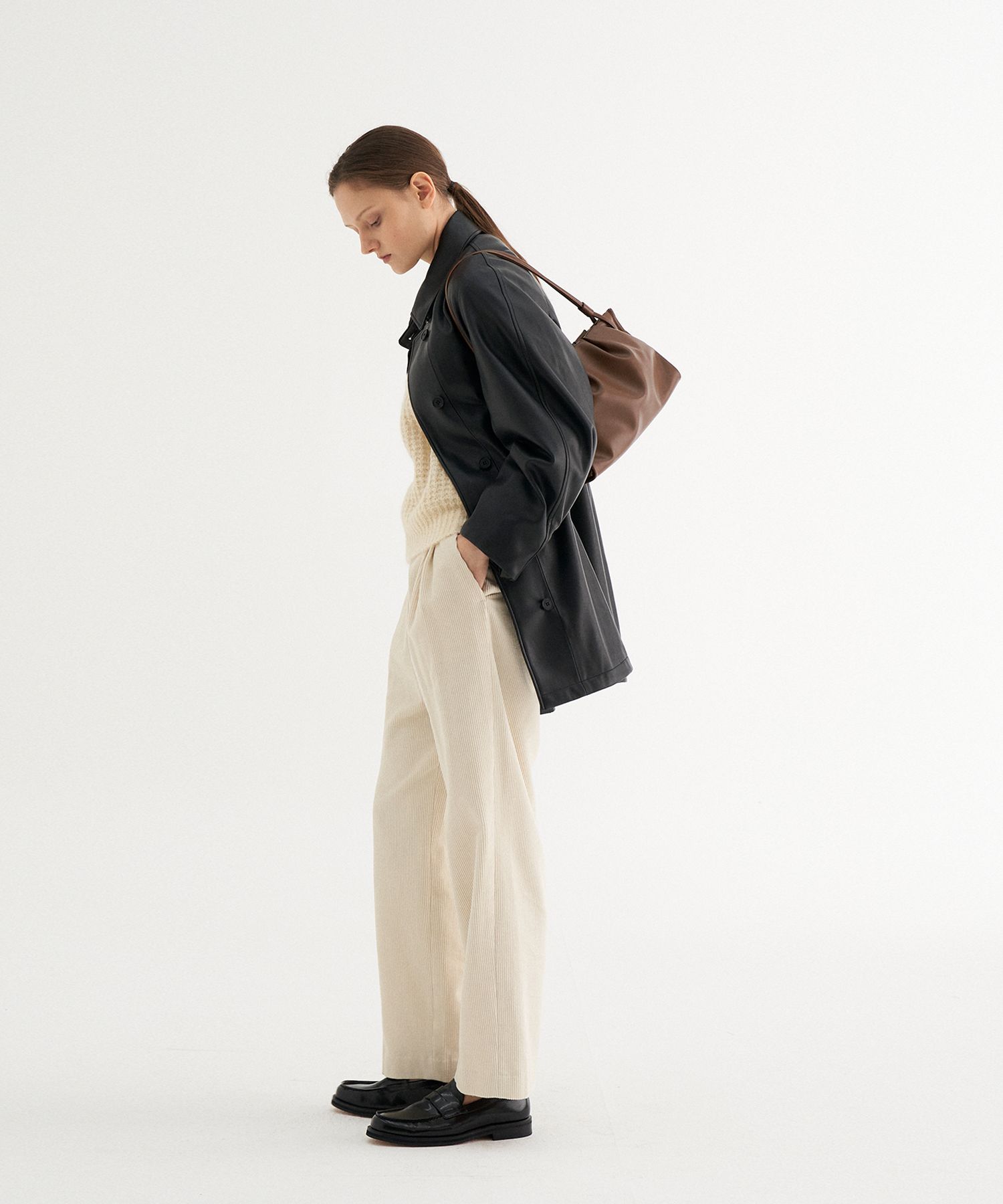 MUSINSA公式 | MUNIER Pleats Shoulder Bag - Brown