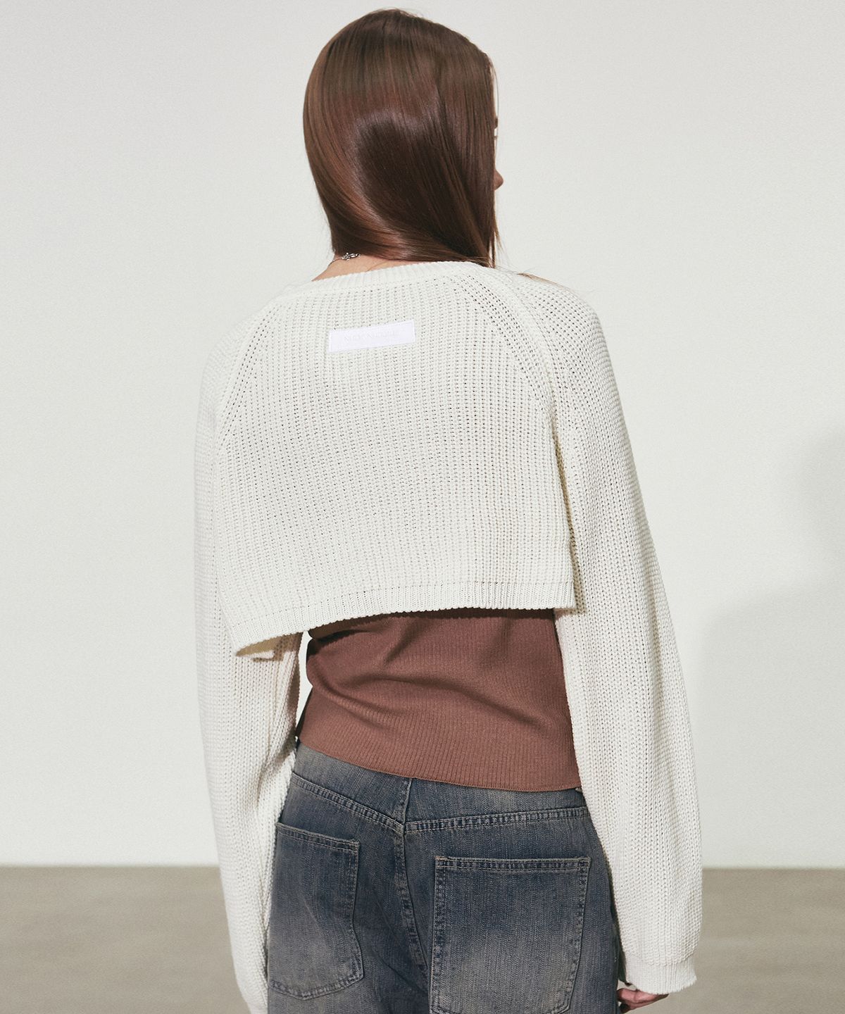 닉앤니콜(NICK&NICOLE) APPLIQUE RIBBED KNIT BOLERO_CREAM