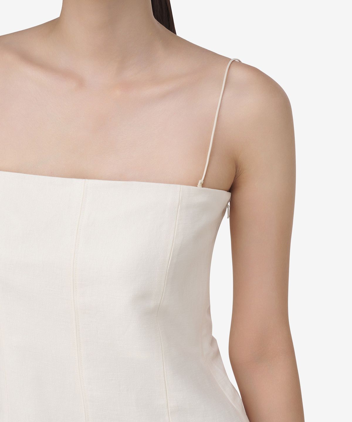 헬무트 랭(HELMUT LANG) 스티치 우븐 슬리브리스 탑 - 화이트 / N04HW501C05