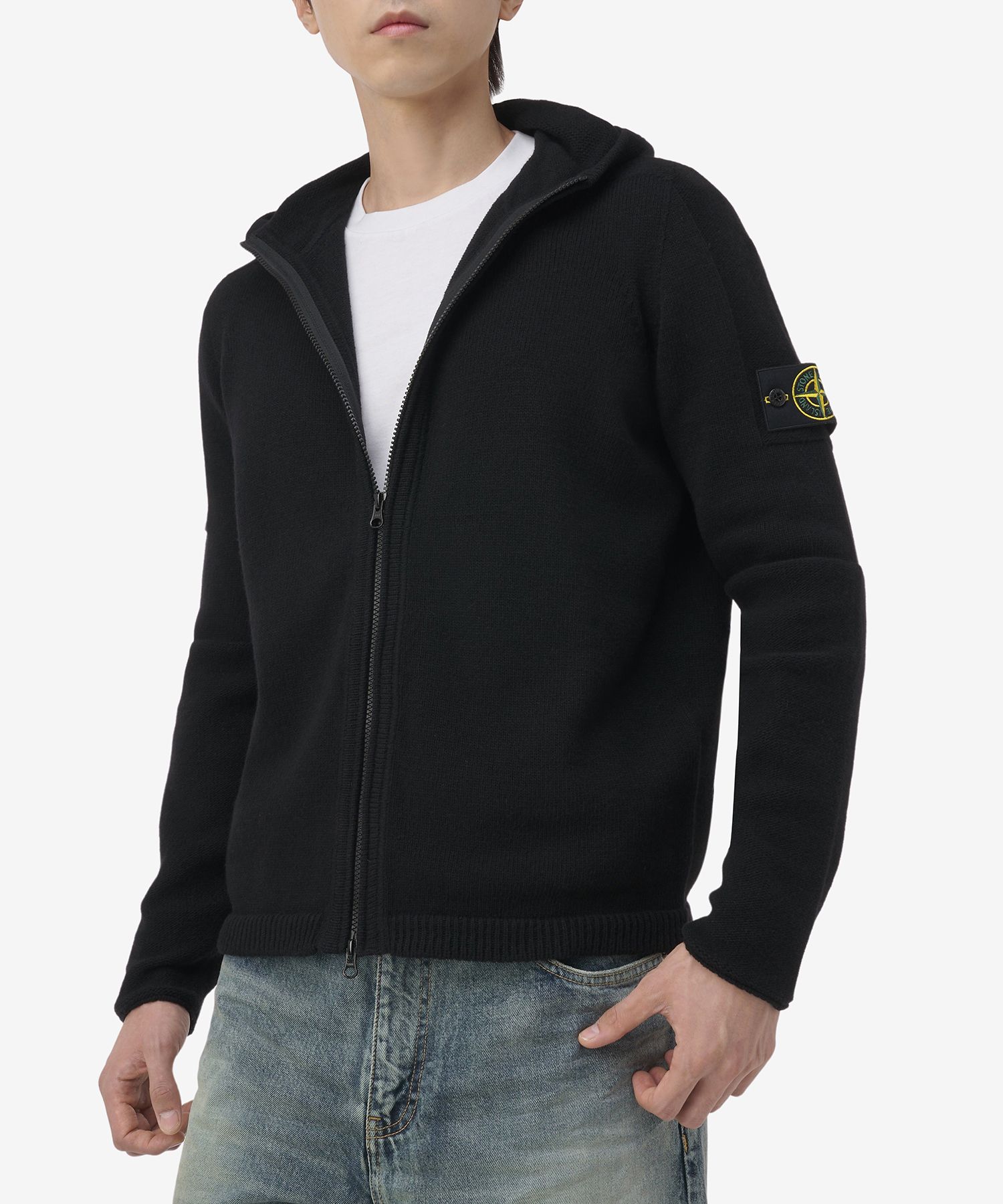 MUSINSA | STONE ISLAND Men's Waffen Patch Knit Zip-up Hood