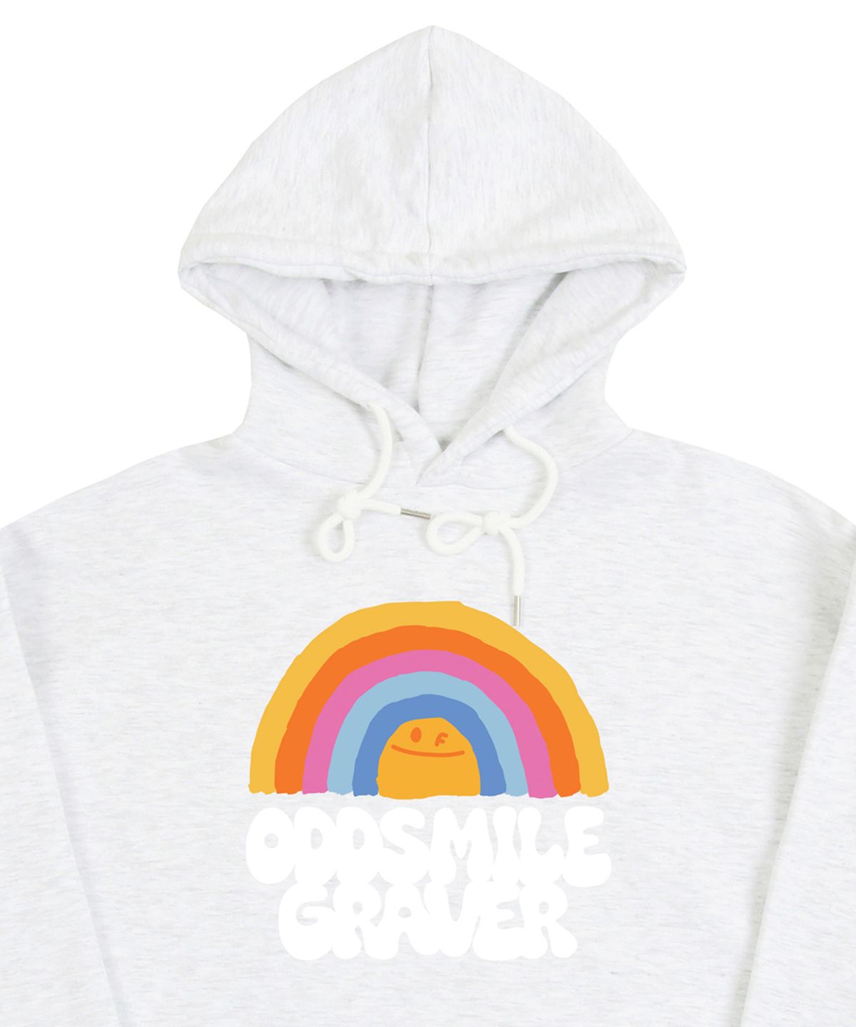 그레이버(GRAVER) [UNISEX]ODDSMILE 레인보우 스마일 후드티_멜란지화이트